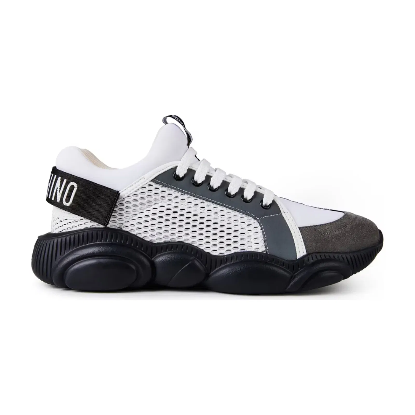 Moschino Mesh Teddy Low Top Trainers White/Grey