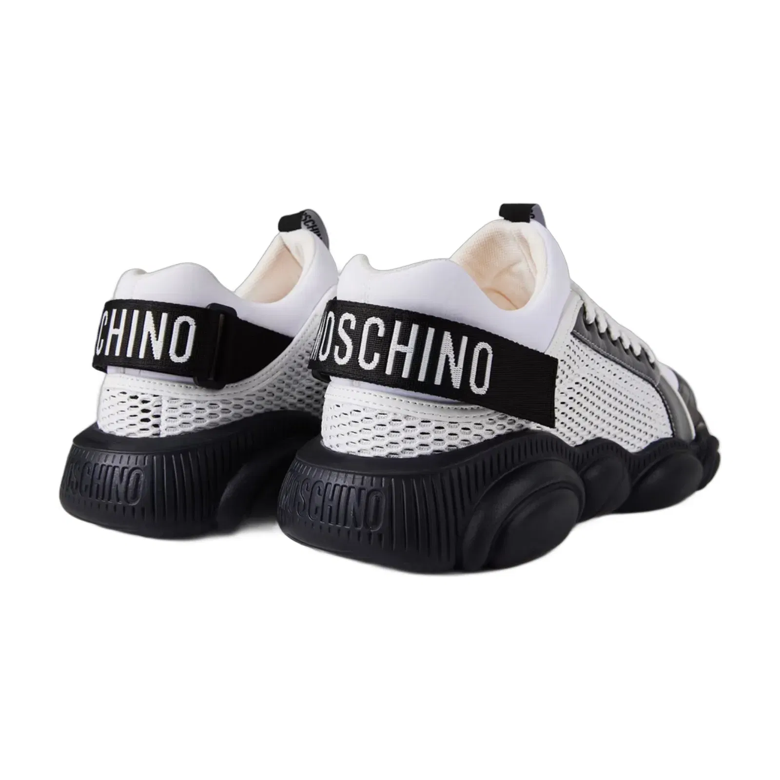 Moschino Mesh Teddy Low Top Trainers White/Grey