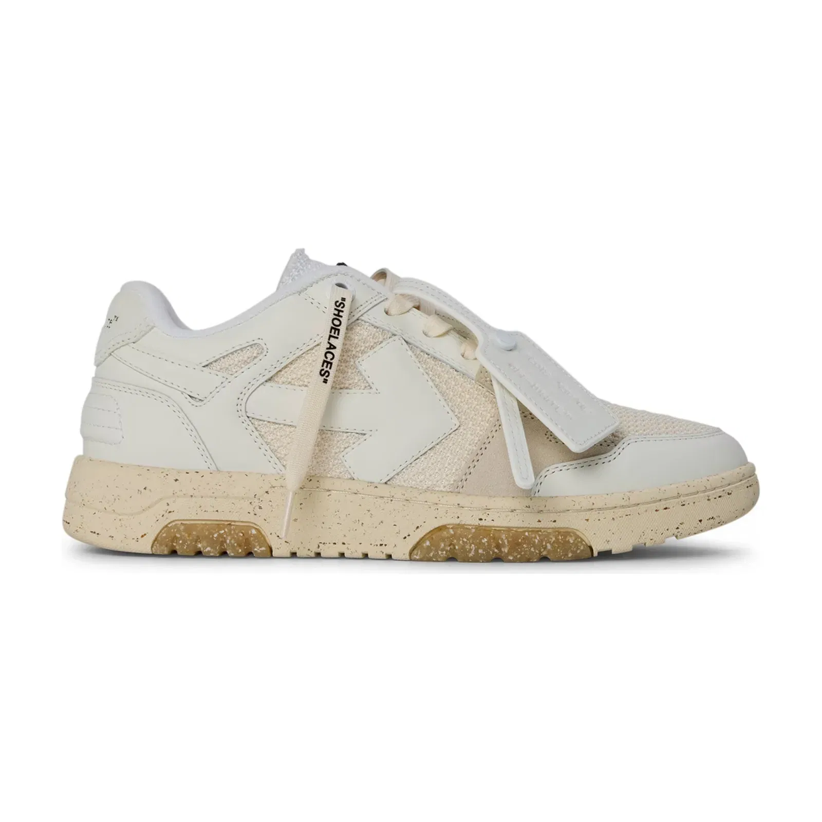 Off White Mens Slim Low Calfskin Leather Trainers White/Beige SMU