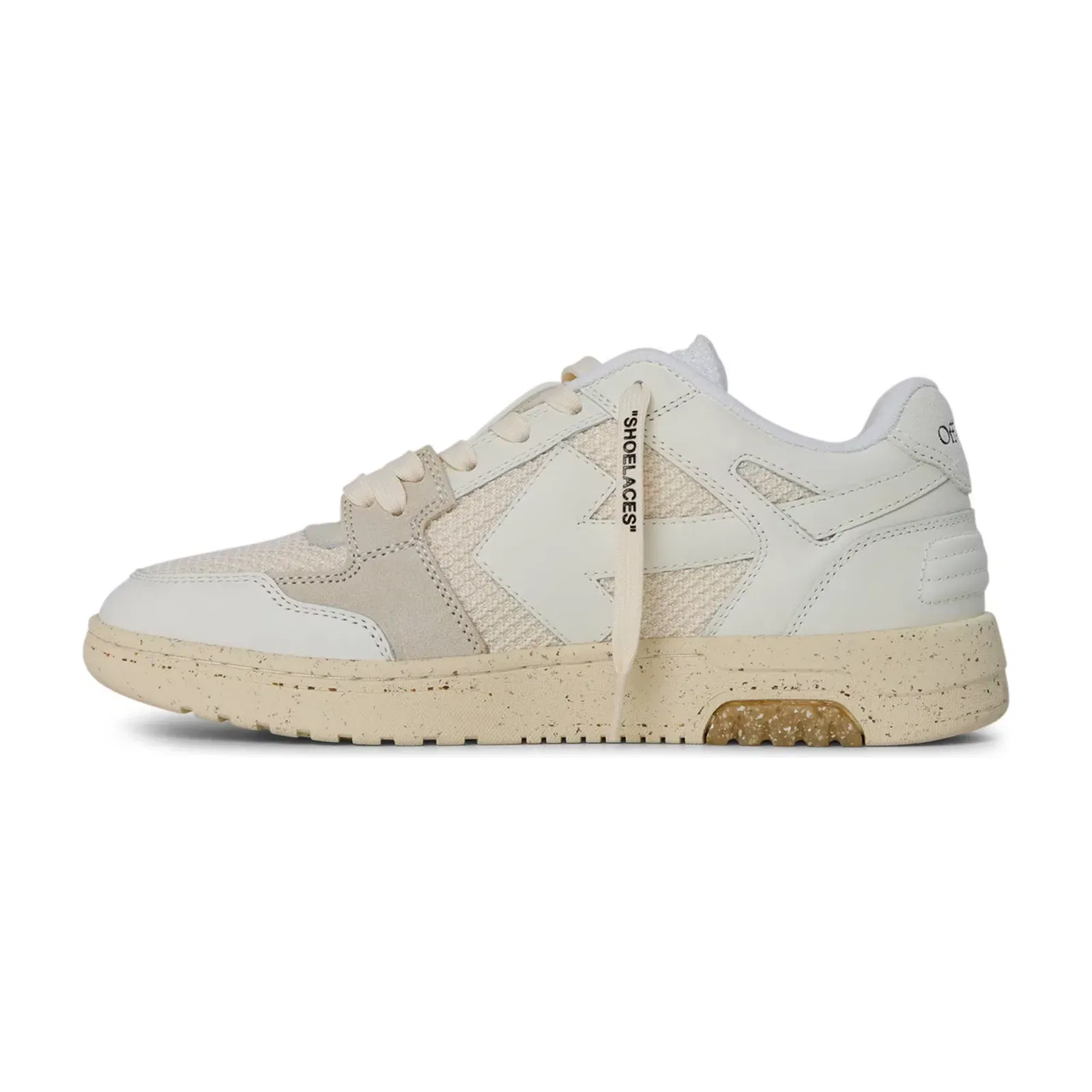 Off White Mens Slim Low Calfskin Leather Trainers White/Beige SMU