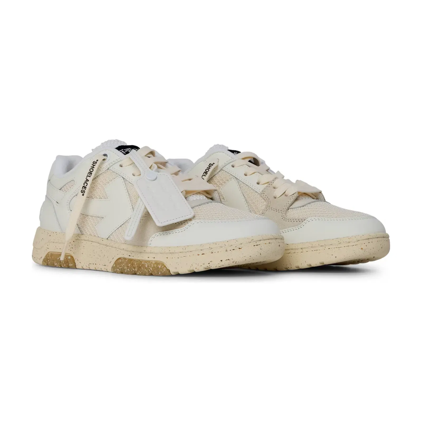 Off White Mens Slim Low Calfskin Leather Trainers White/Beige SMU