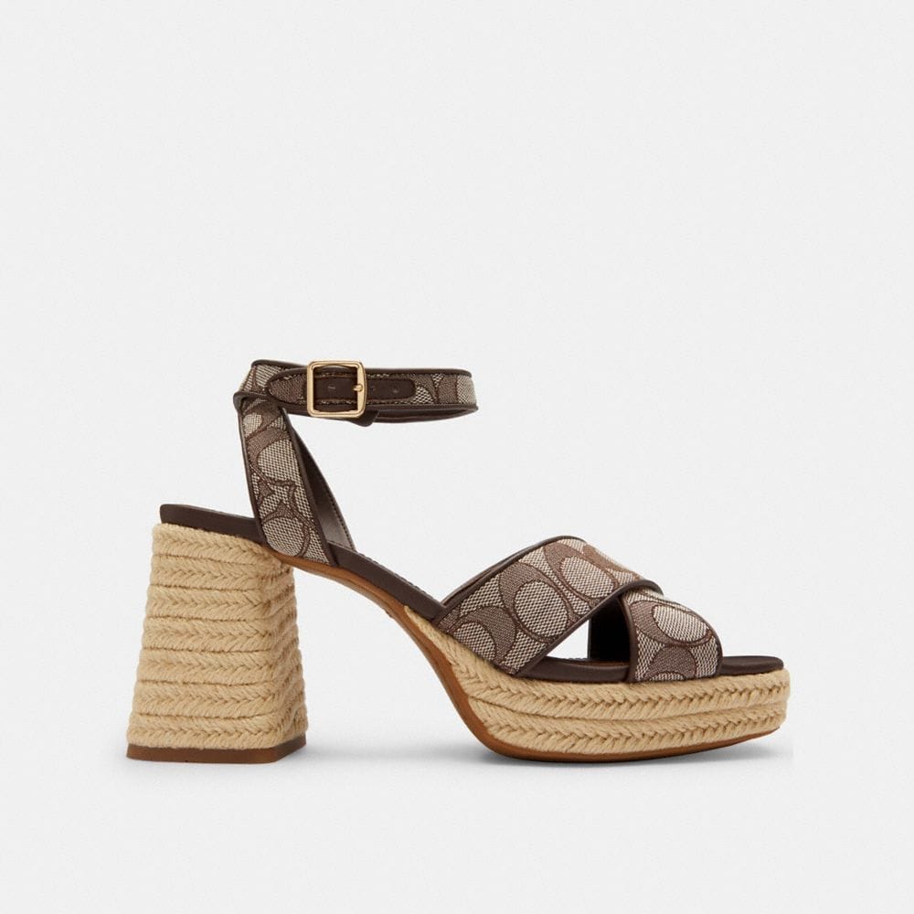 Block Heel Sandal In Signature Jacquard
