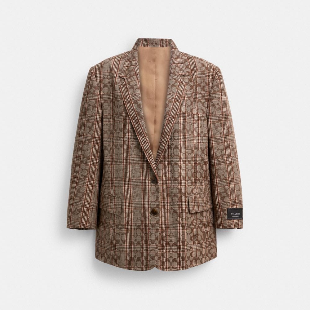 Signature C Plaid Single Breasted Blazer