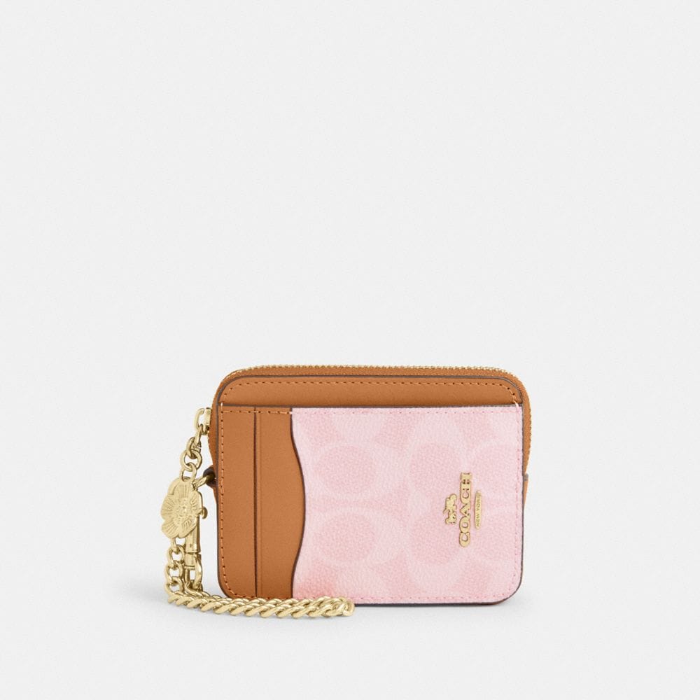 Zip Card Case In Signature Canvas With Charm