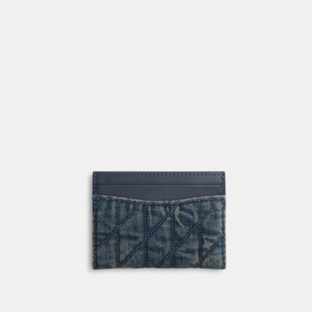 Essential Card Case In Regenerative Cotton Denim With Quilting