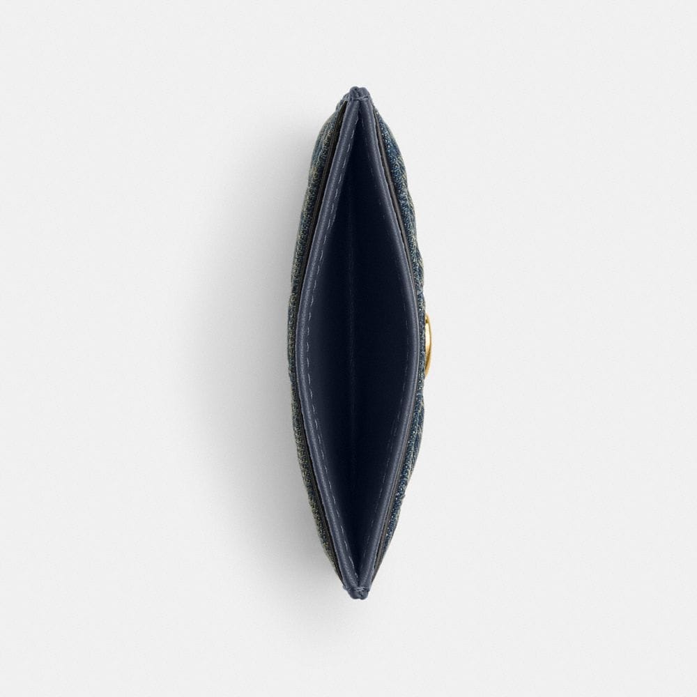 Essential Card Case In Regenerative Cotton Denim With Quilting