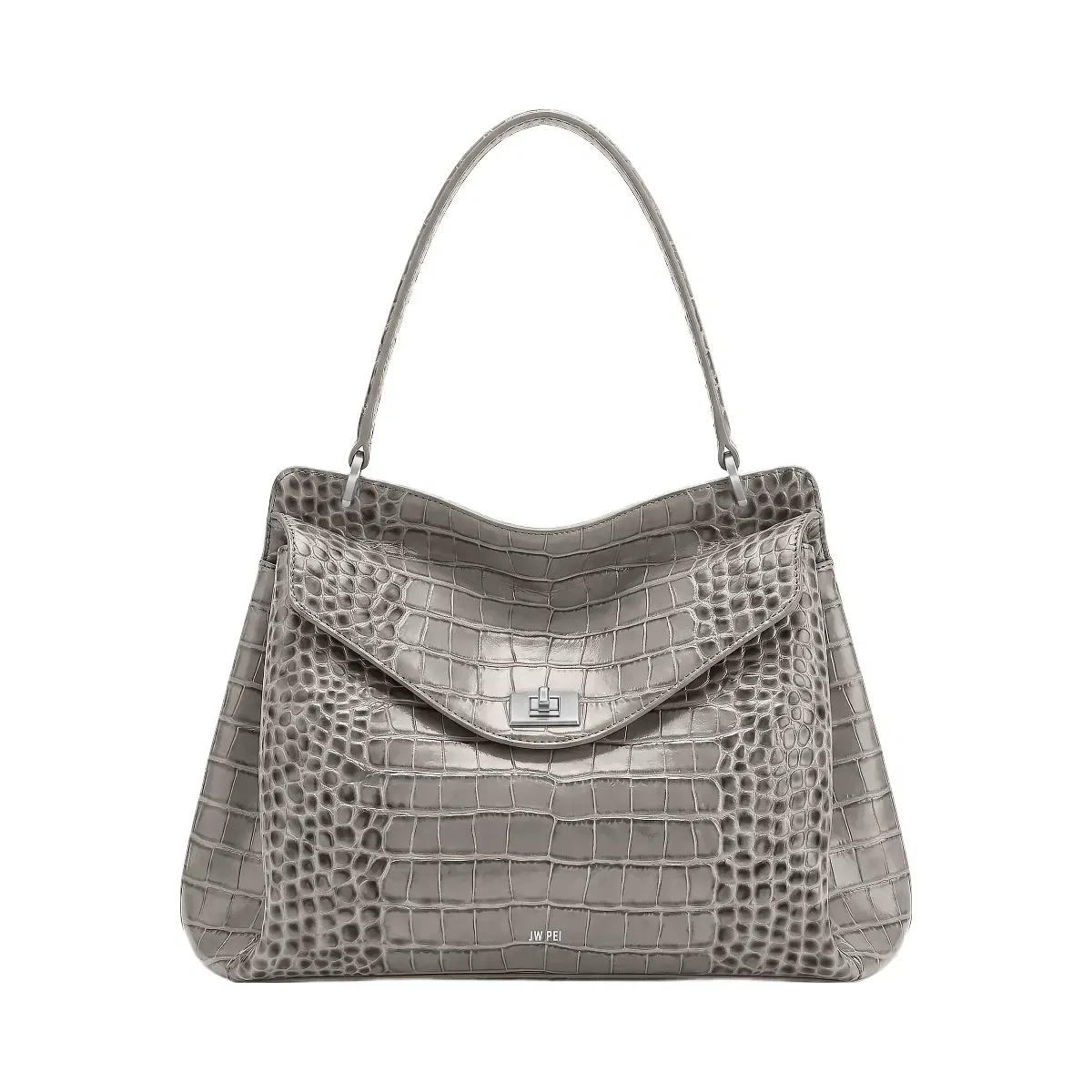 JW PEI Lucia Turn Lock Shoulder Bag Grey Croc