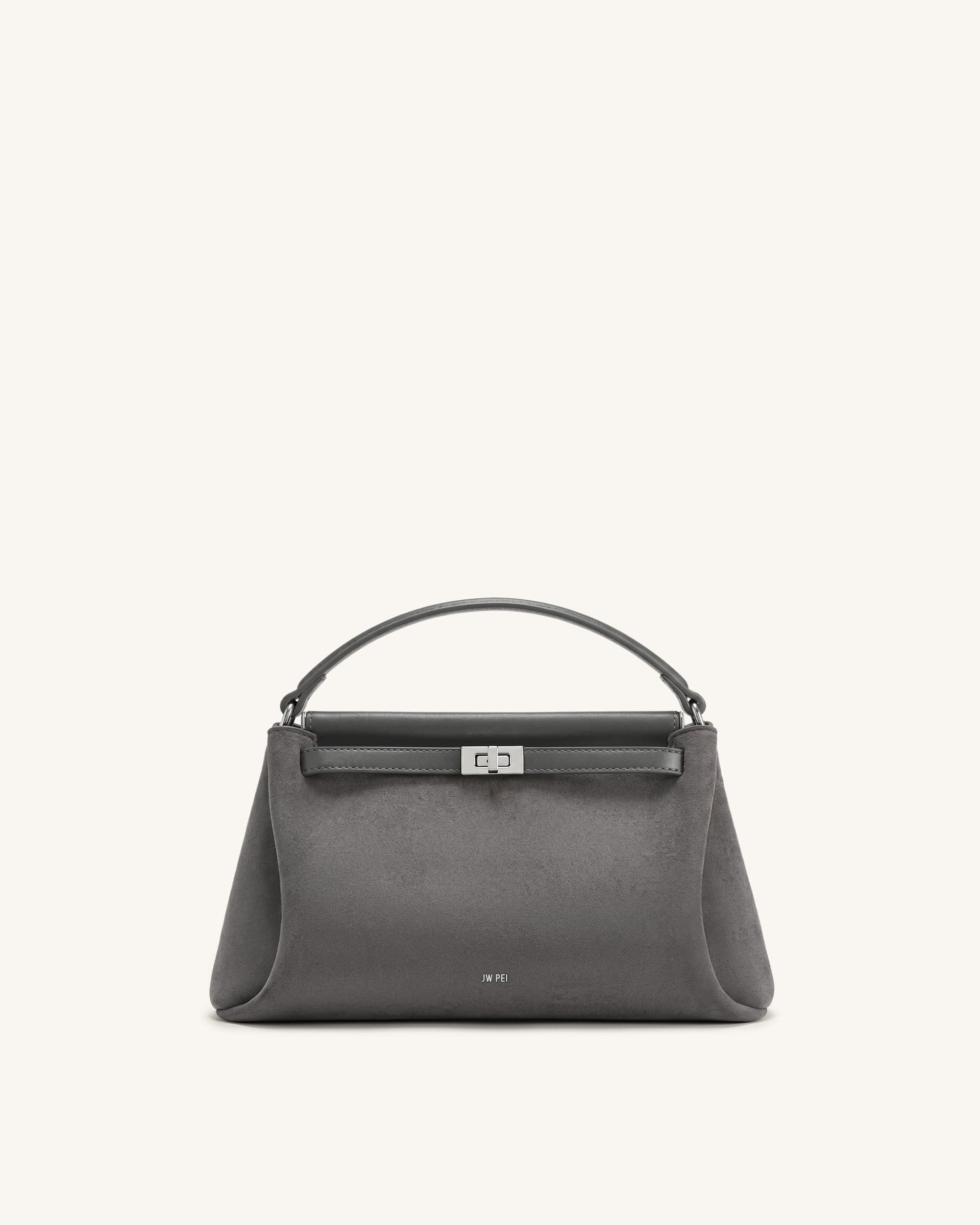 JW PEI Carmen Faux Suede Top Handle Bag Dark Gray