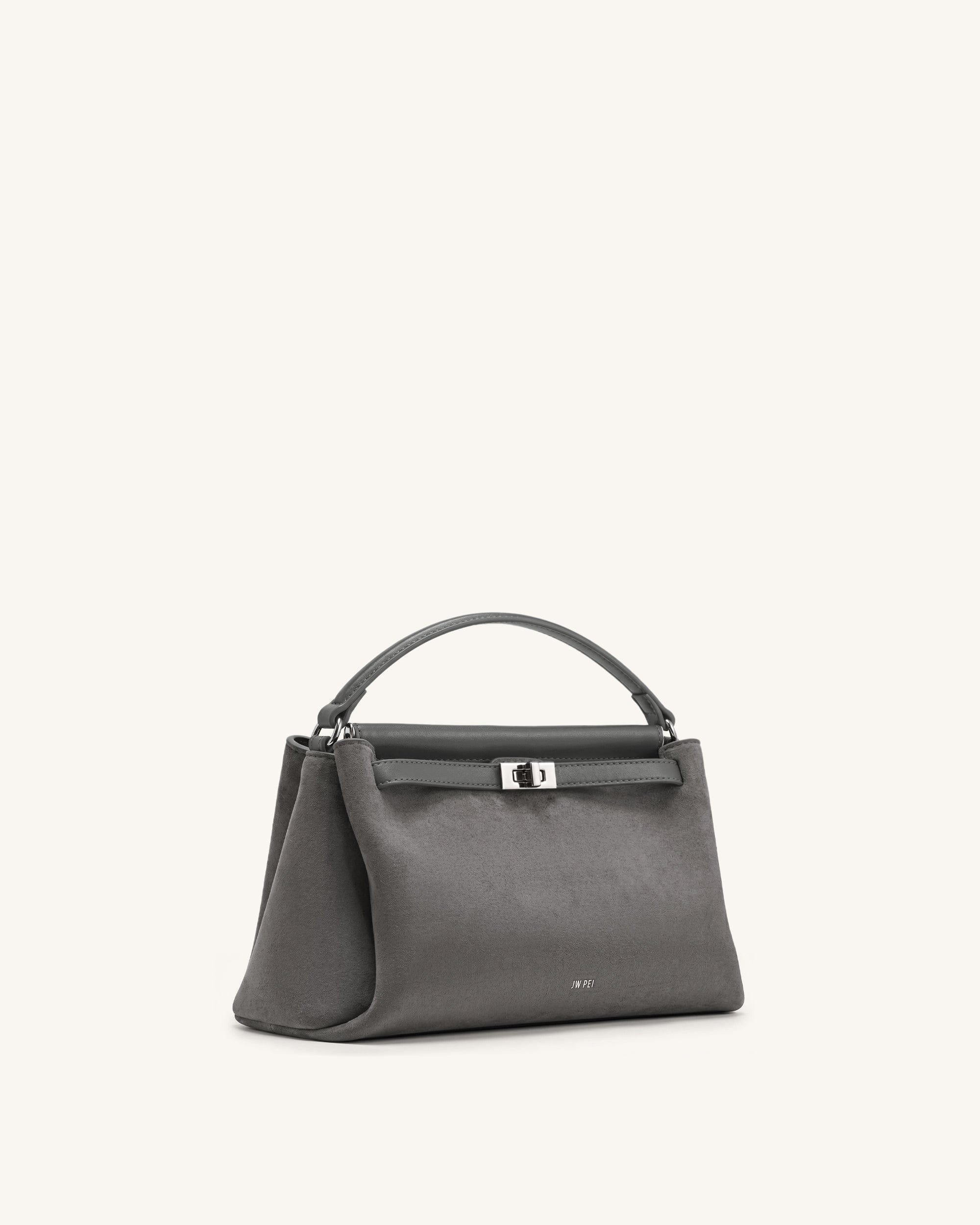 JW PEI Carmen Faux Suede Top Handle Bag Dark Gray