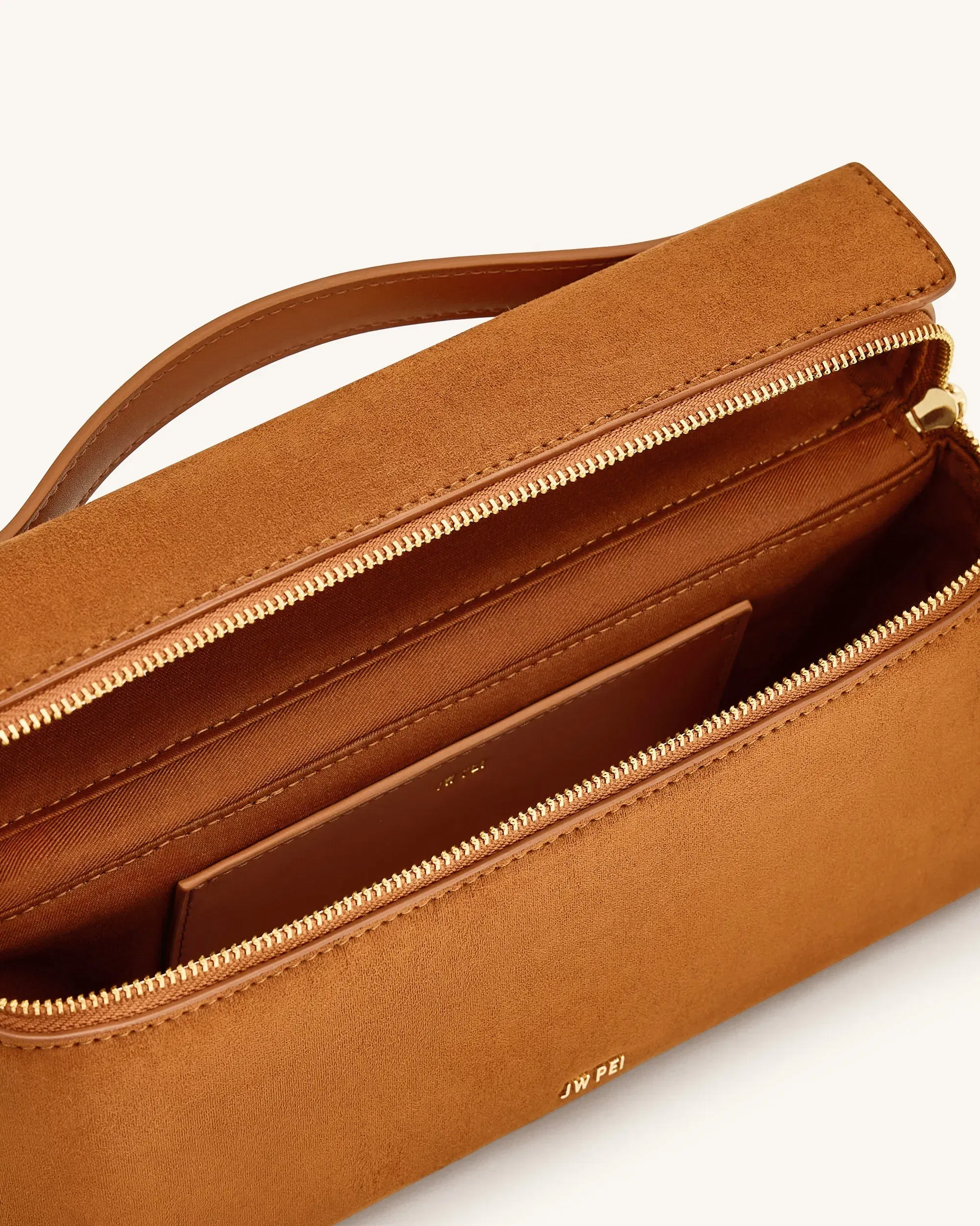 JW PEI Thea Faux Suede Top Handle Bag Camel