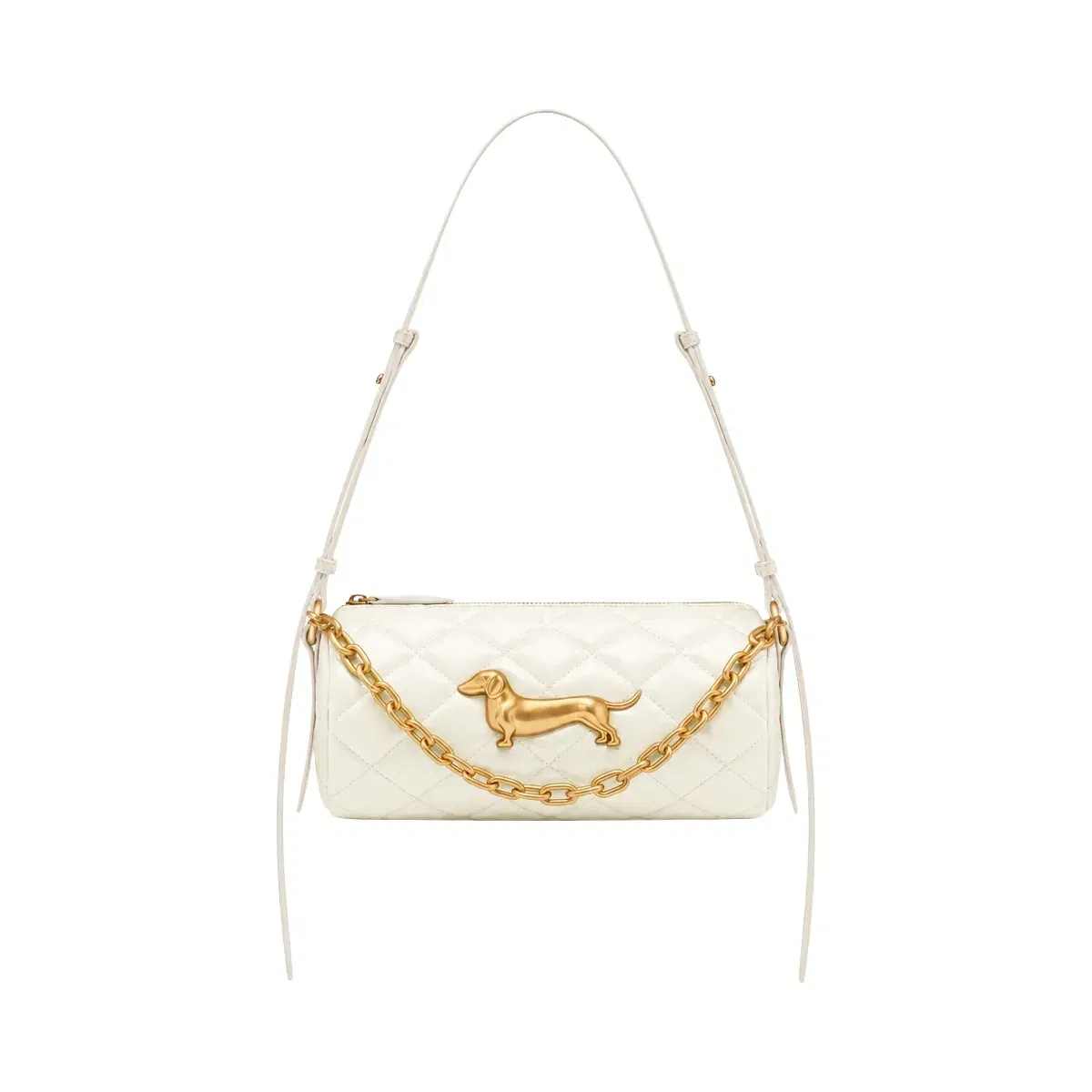 JW PEI Lucienne Dachshund Quilted Chain Shoulder Bag White
