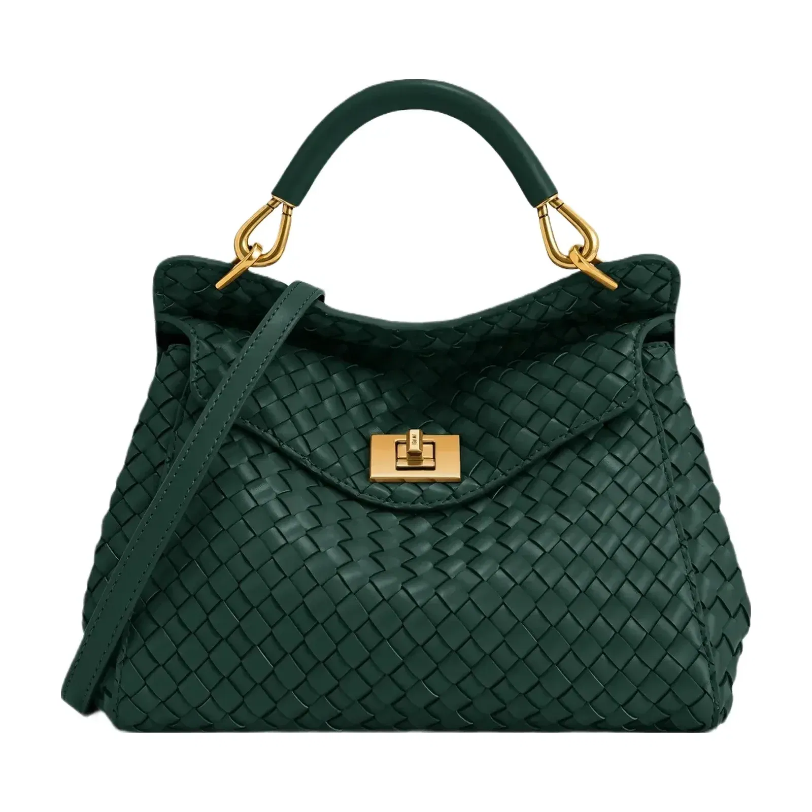 JW PEI Lucia Classic Woven Top Handle Bag Forest Green