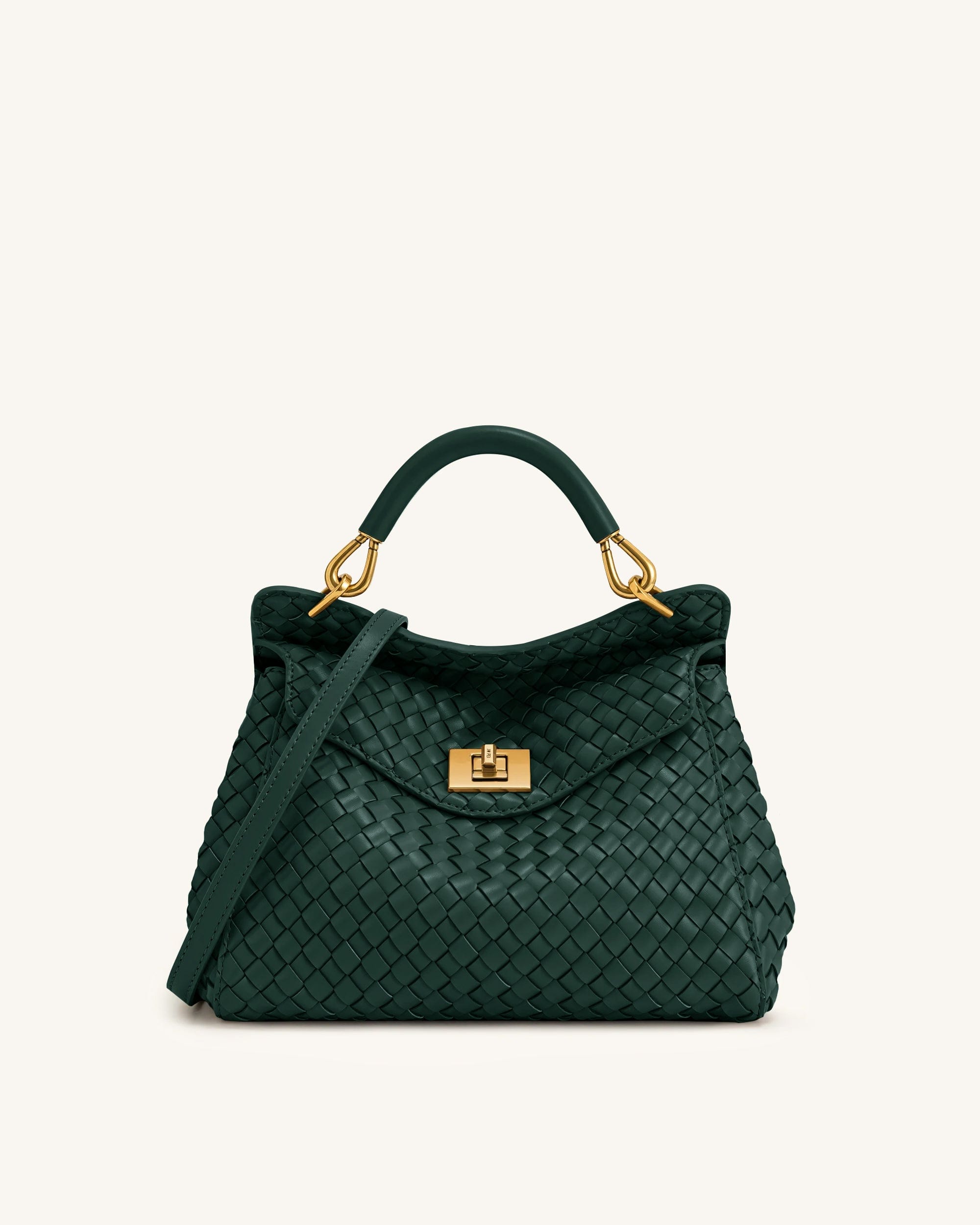 JW PEI Lucia Classic Woven Top Handle Bag Forest Green
