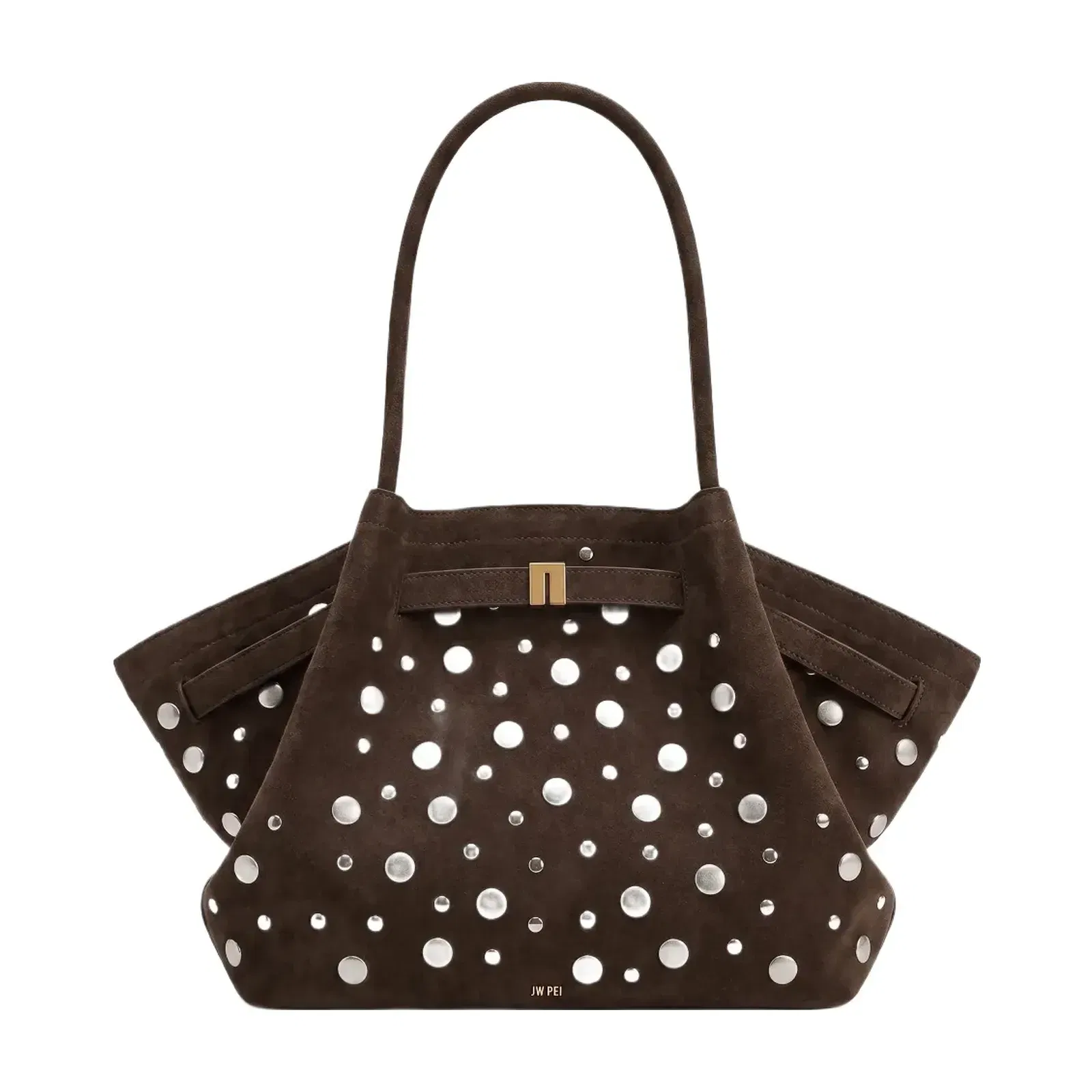 JW PEI Hana Medium Faux Suede Tote Bag Dark Brown