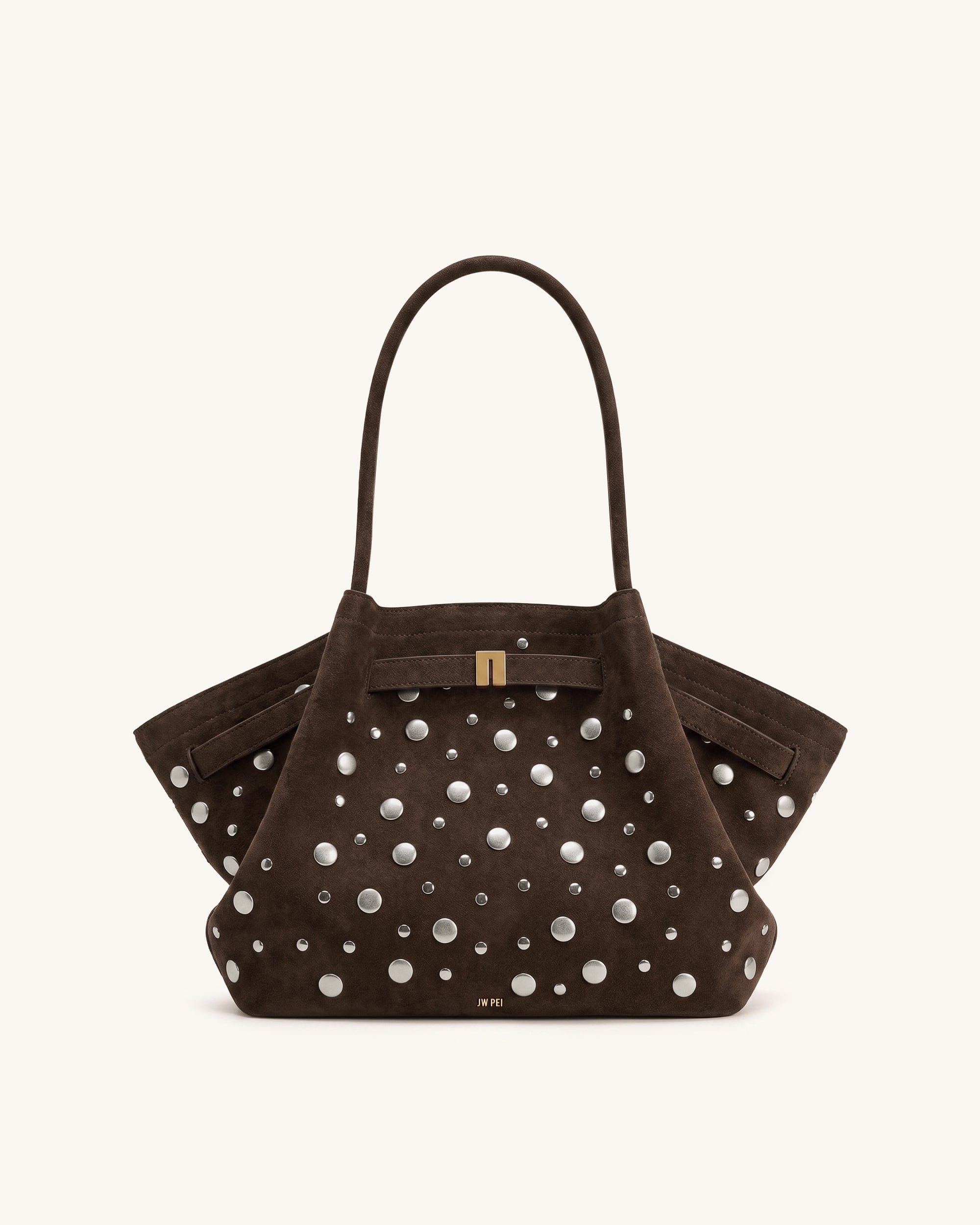 JW PEI Hana Medium Faux Suede Tote Bag Dark Brown