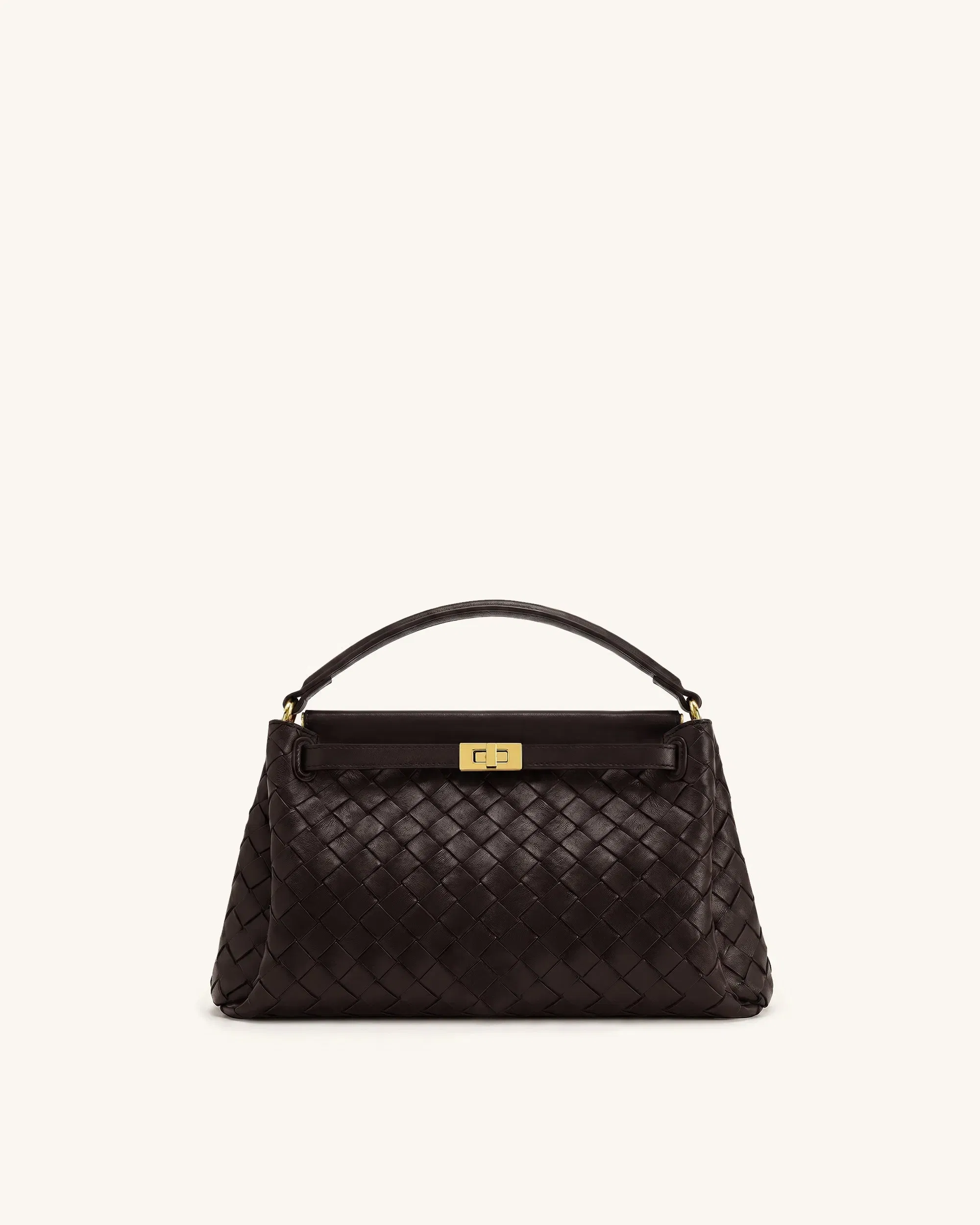 JW PEI Carmen Woven Top Handle Bag Dark Brown