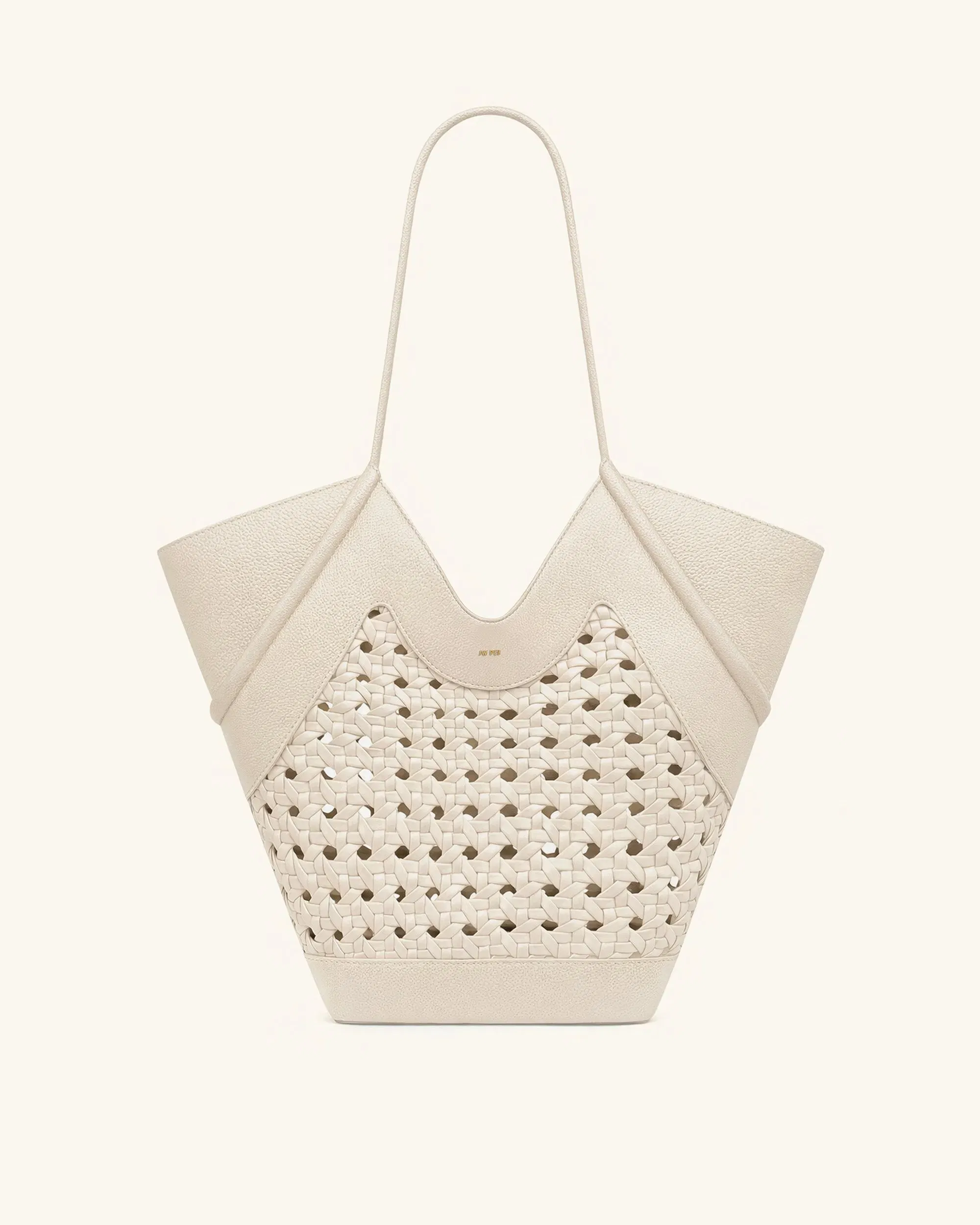 JW PEI Maribel Woven Panel Tote Bag Ivory