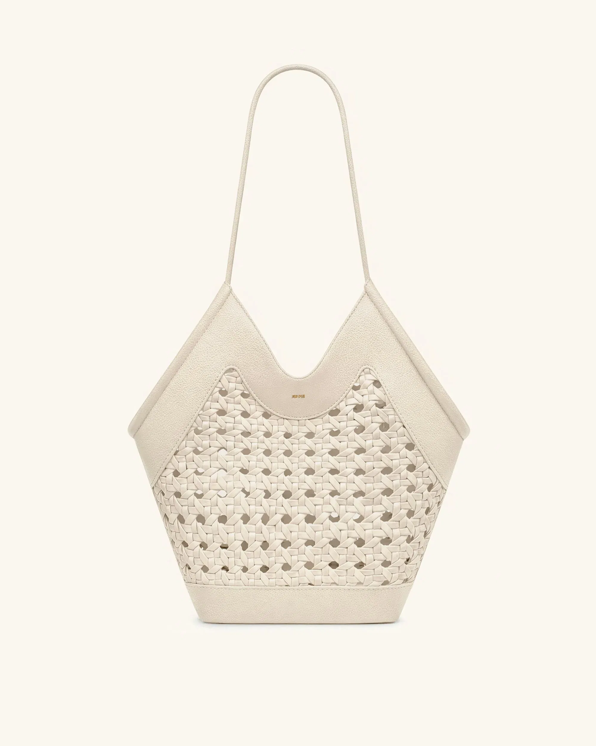 JW PEI Maribel Woven Panel Tote Bag Ivory