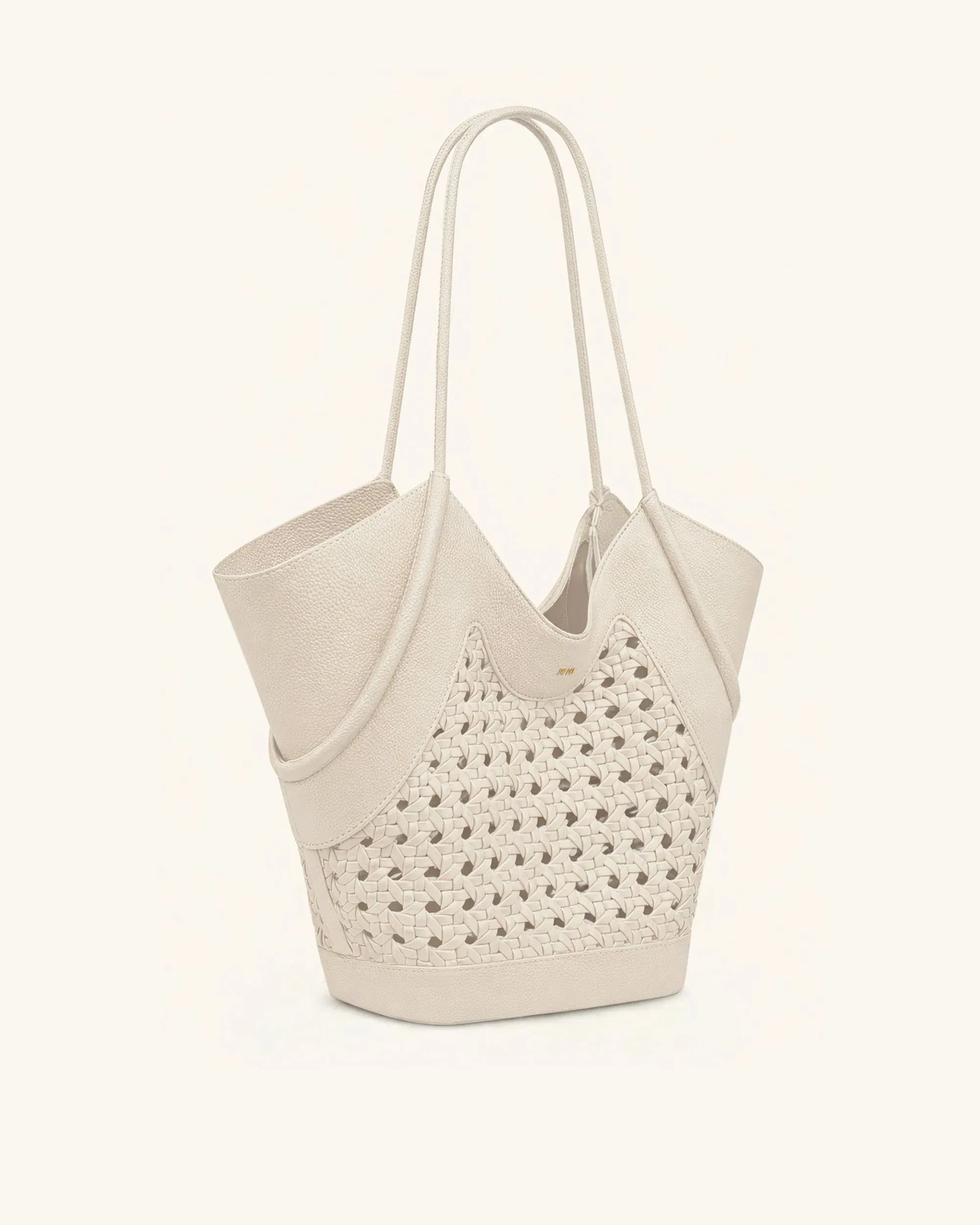JW PEI Maribel Woven Panel Tote Bag Ivory