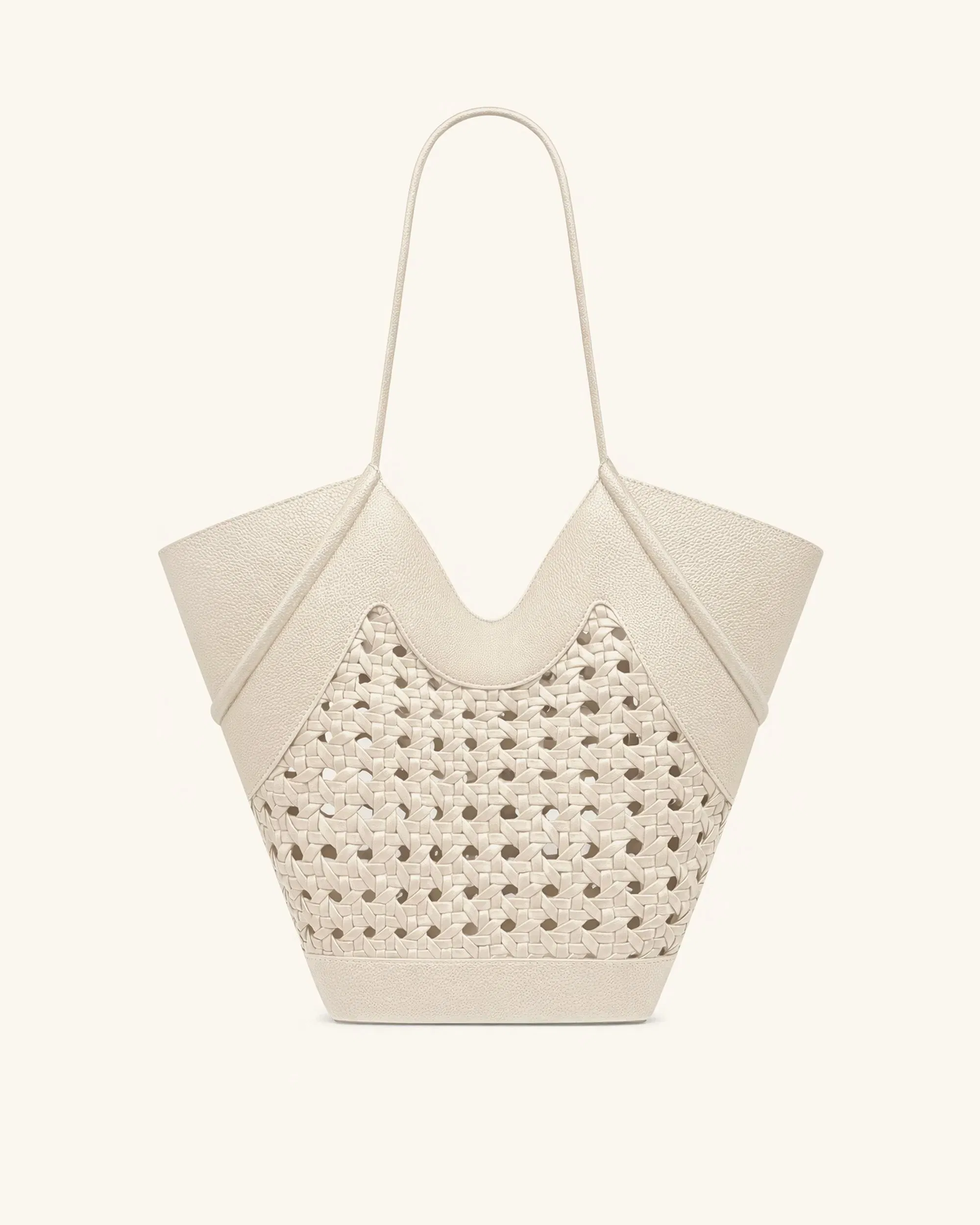 JW PEI Maribel Woven Panel Tote Bag Ivory
