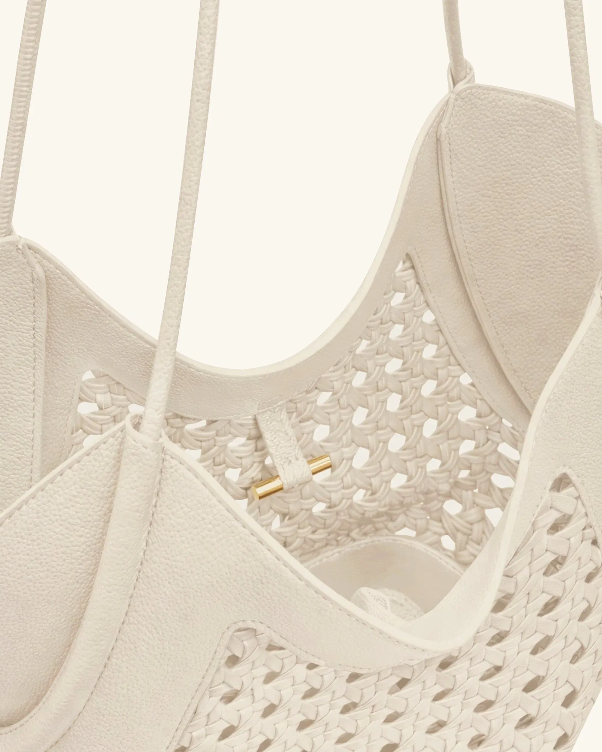 JW PEI Maribel Woven Panel Tote Bag Ivory