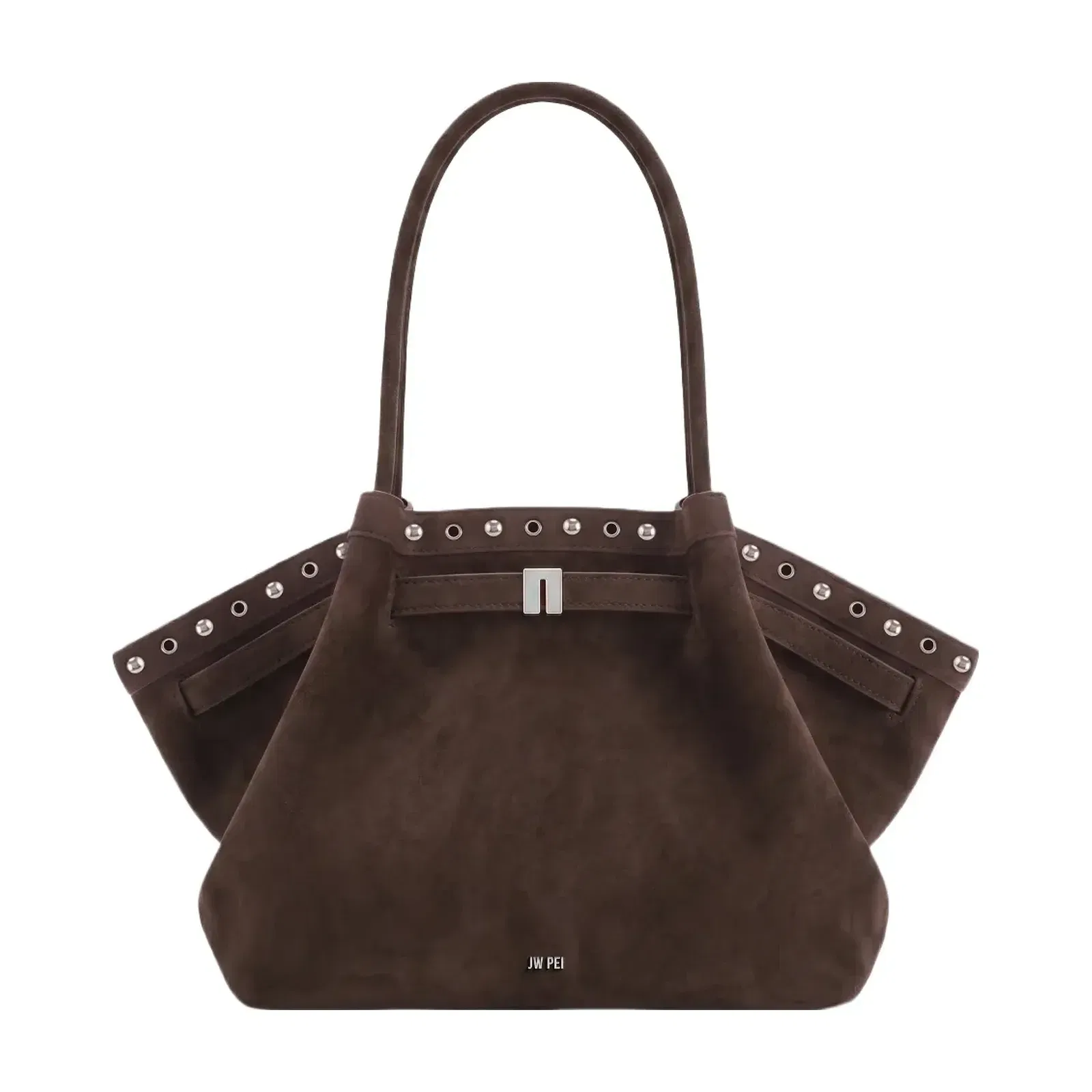 JW PEI Hana Medium Faux Suede Tote Bag Dark Chocolate Brown