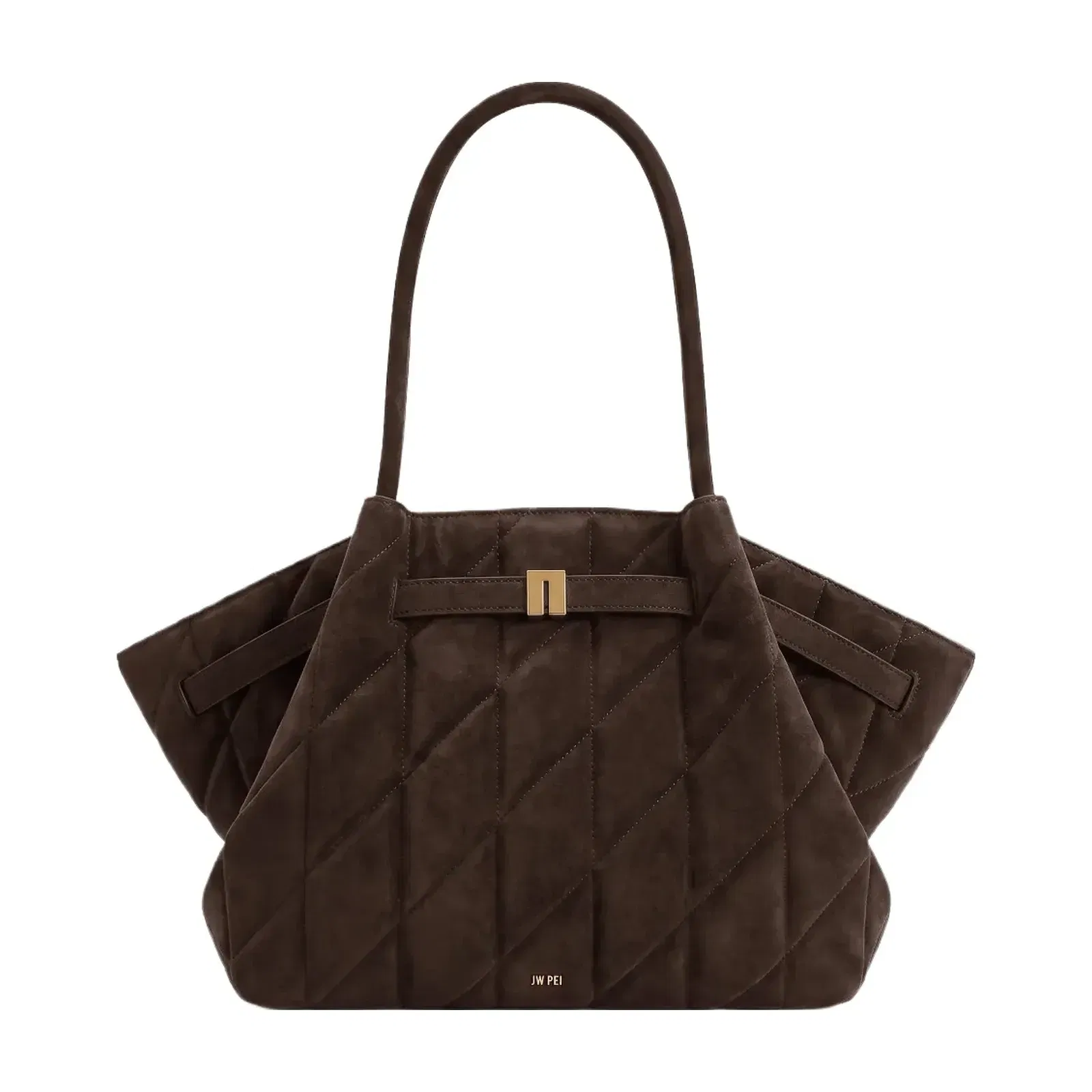 JW PEI Hana Medium Faux Suede Tote Bag Coffee Brown