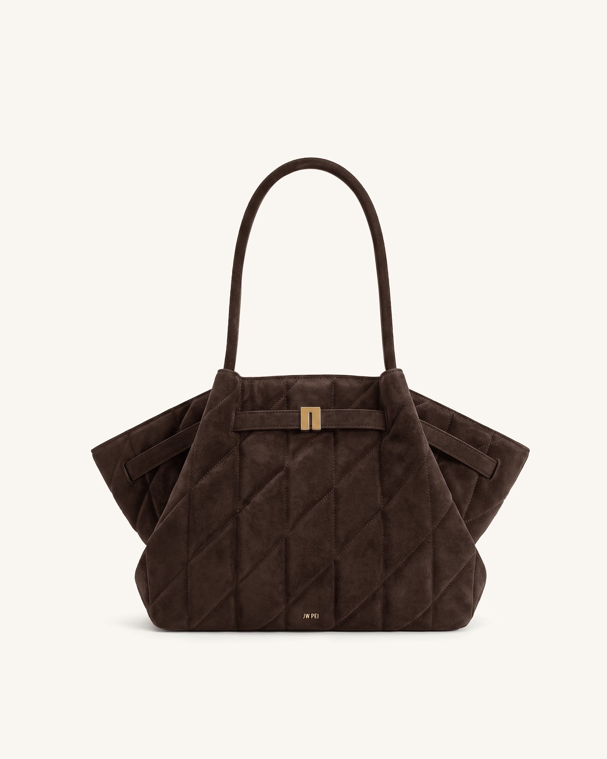 JW PEI Hana Medium Faux Suede Tote Bag Coffee Brown