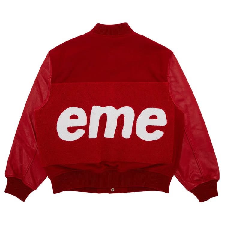 Supreme Big Logo Chenille Varsity Jacket Red