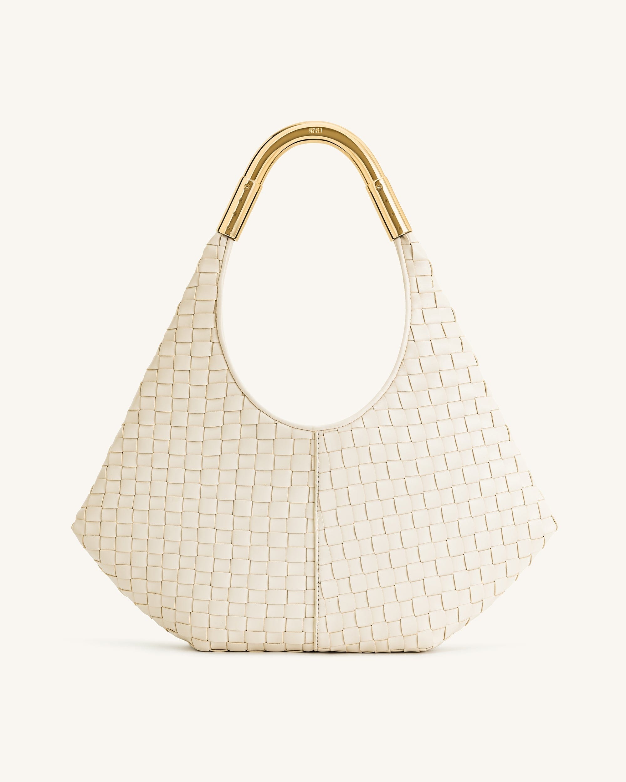 JW PEI Olivia Hand Woven Metal Handle Hobo Bag White