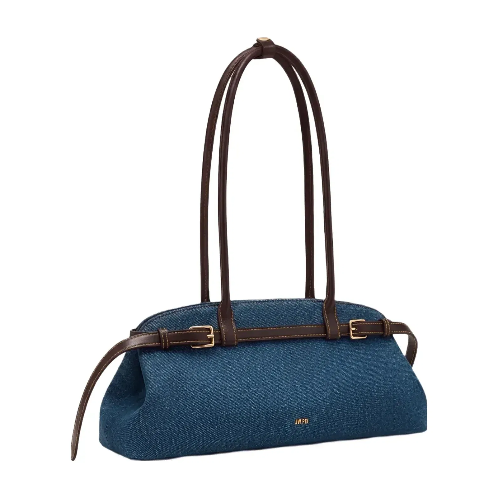 JW PEI Arden Belt Detail East West Shoulder Bag Blue Denim