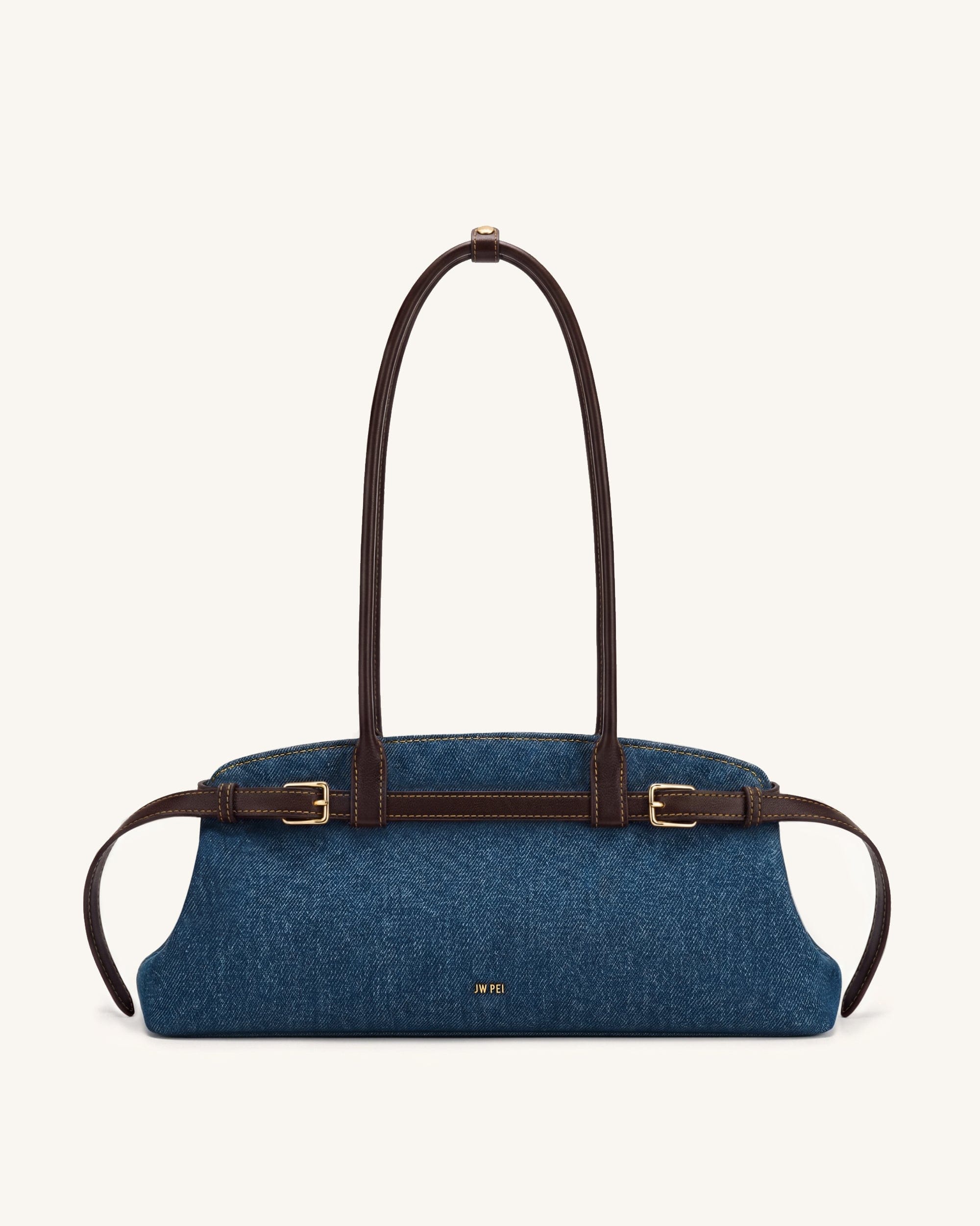 JW PEI Arden Belt Detail East West Shoulder Bag Blue Denim