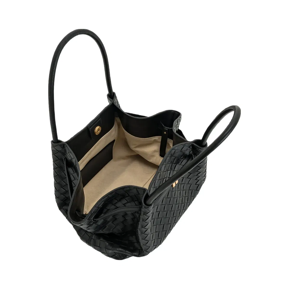 JW PEI Hana Medium Weave Texture Tote Bag Black