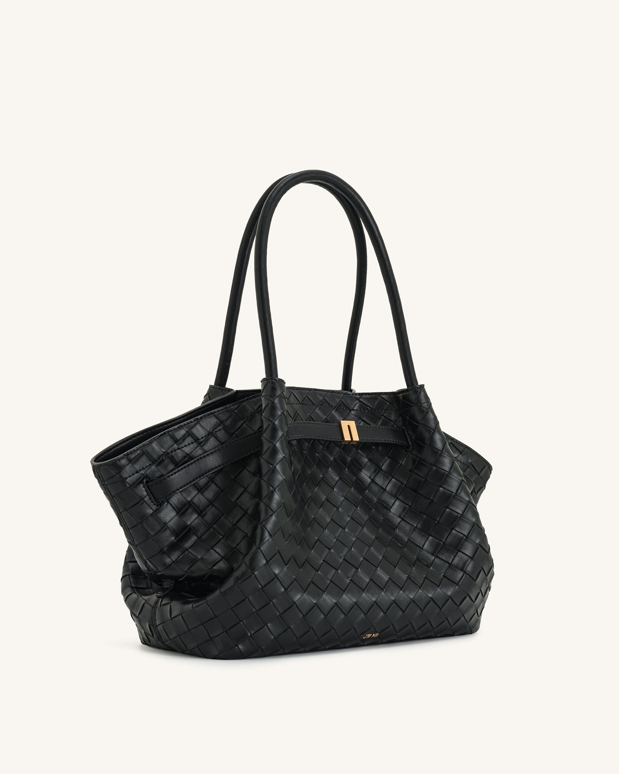 JW PEI Hana Medium Weave Texture Tote Bag Black