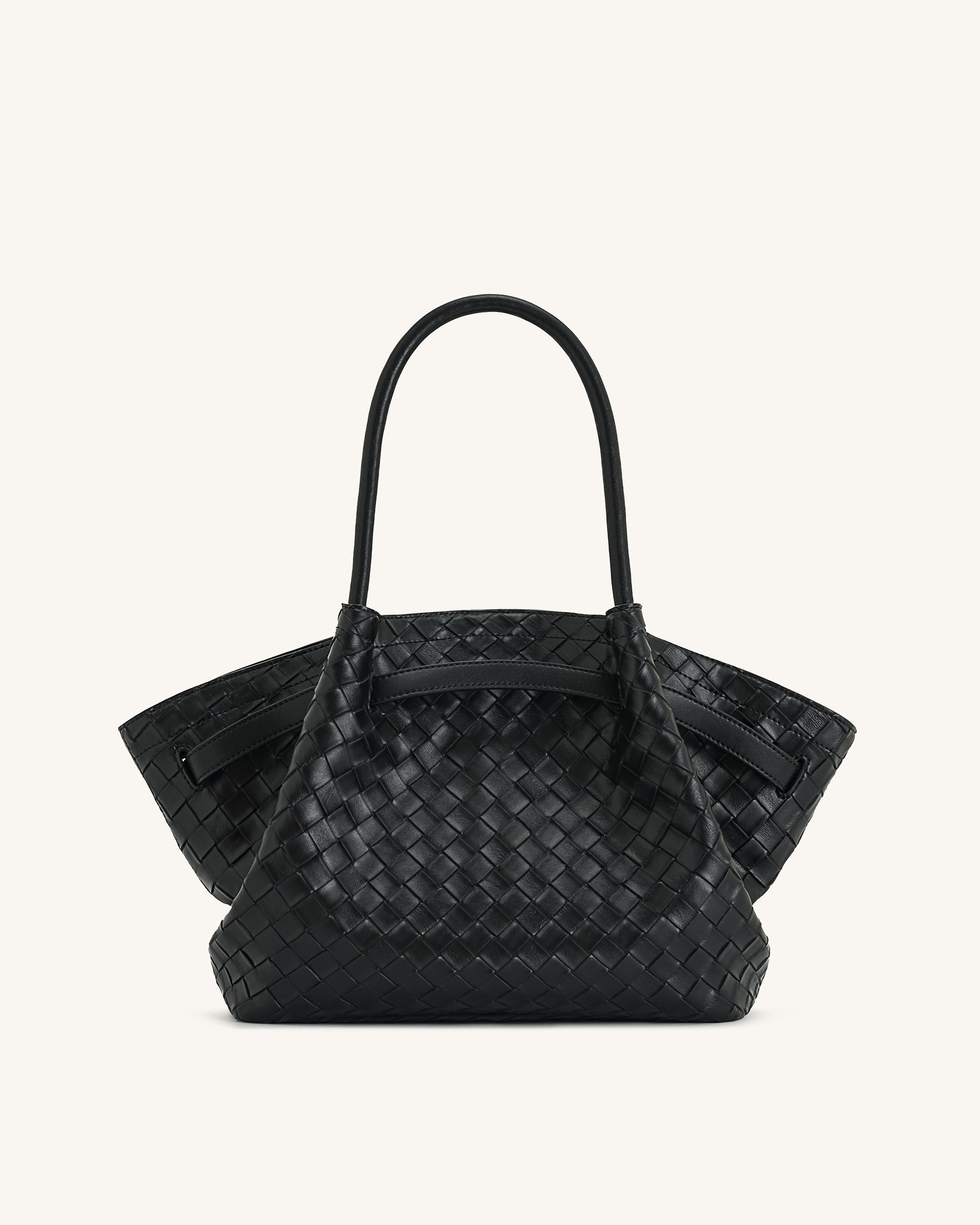 JW PEI Hana Medium Weave Texture Tote Bag Black