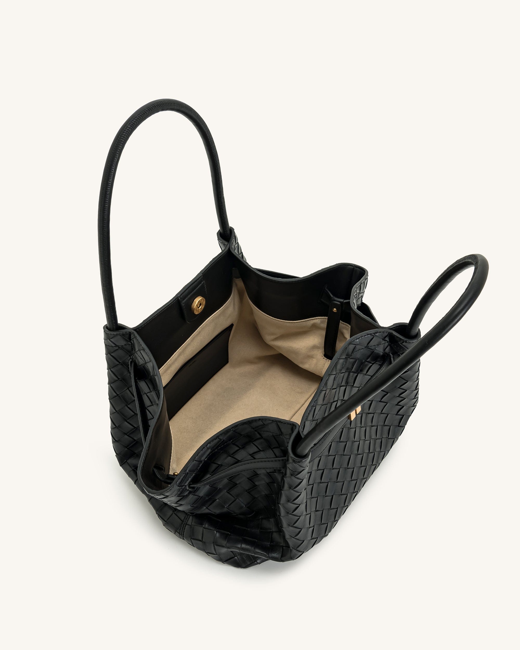 JW PEI Hana Medium Weave Texture Tote Bag Black