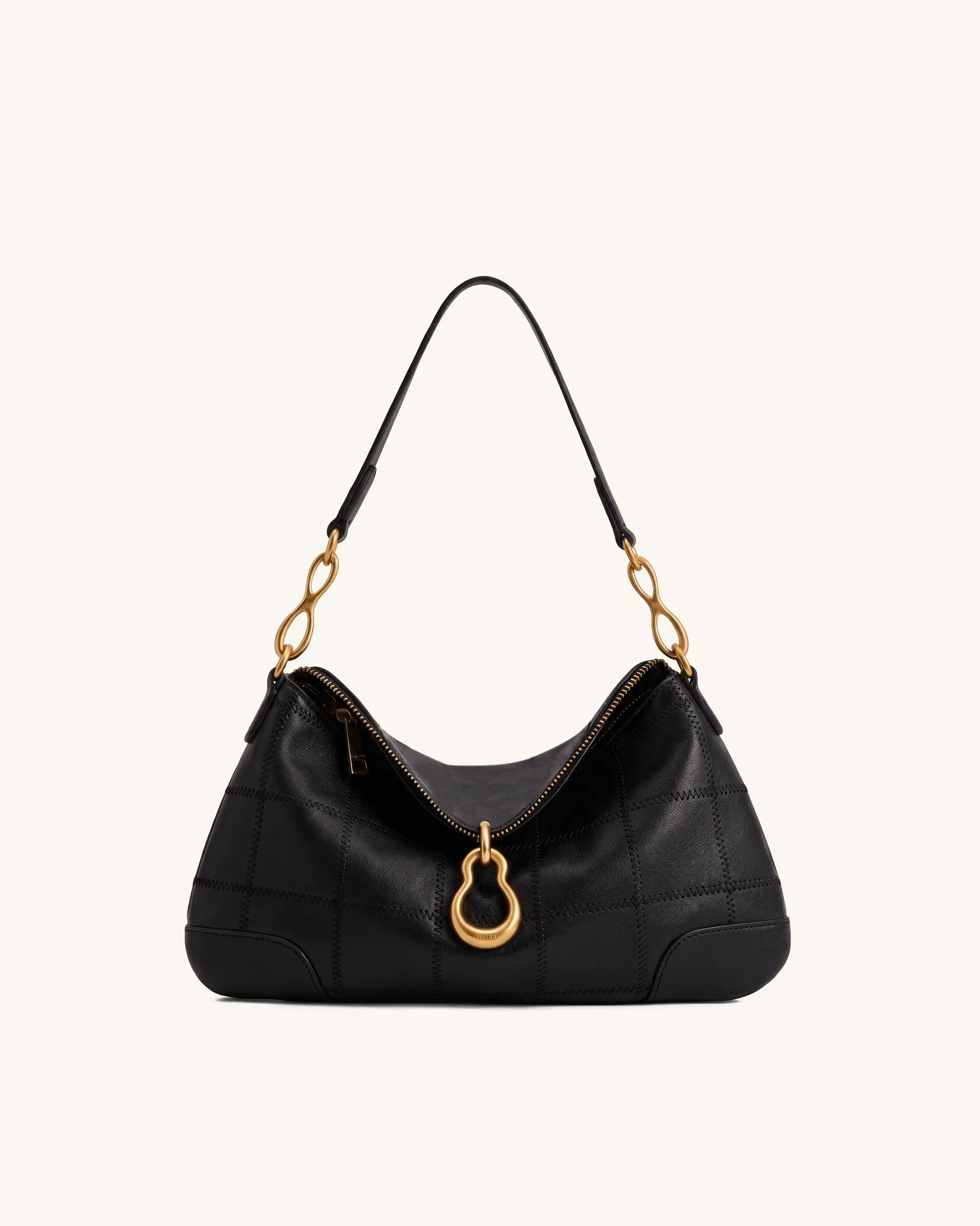 JW PEI Jayla Metal Pendant Embellished Shoulder Bag Charcoal Black
