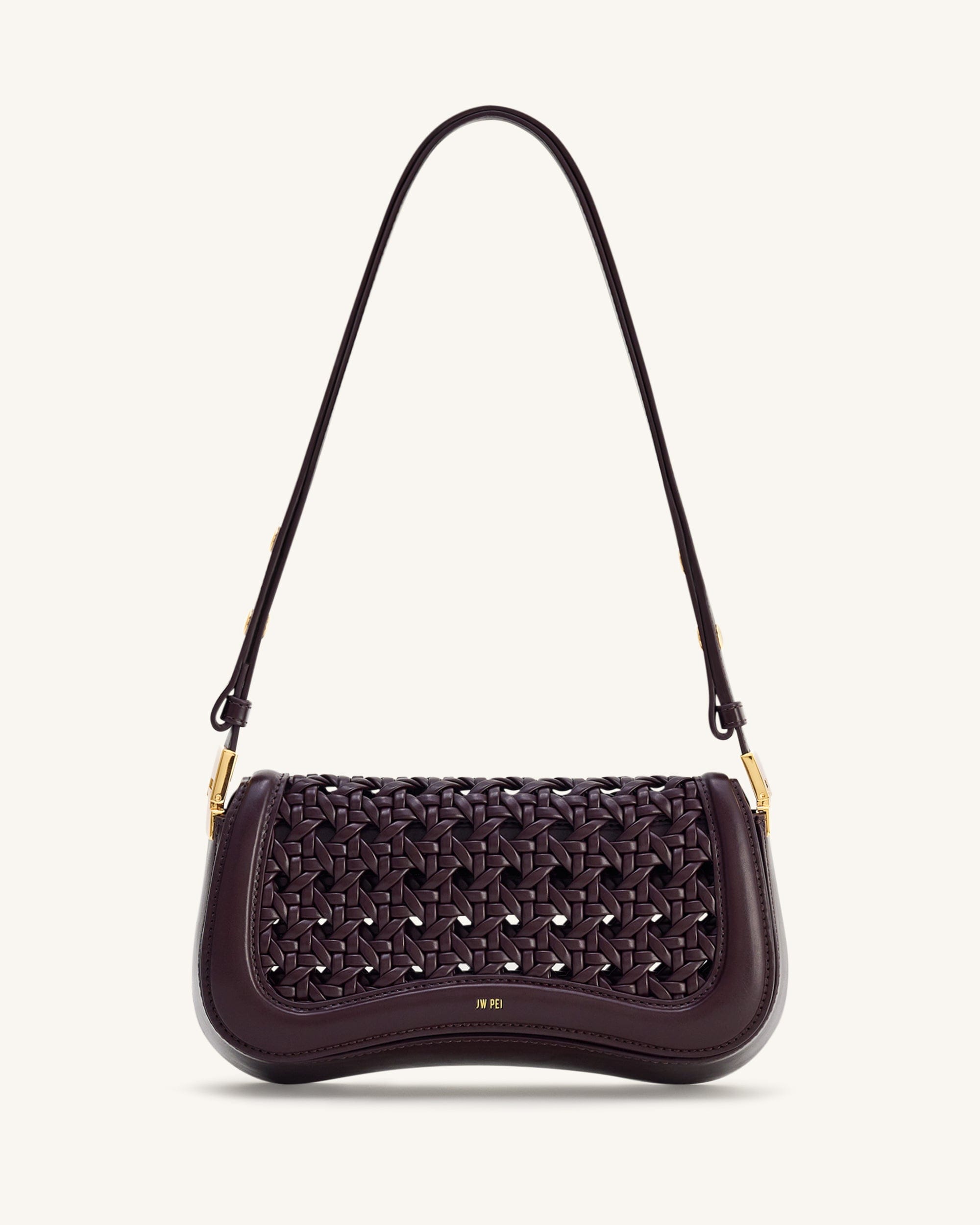 JW PEI Joy Woven Shoulder Bag Dark Red