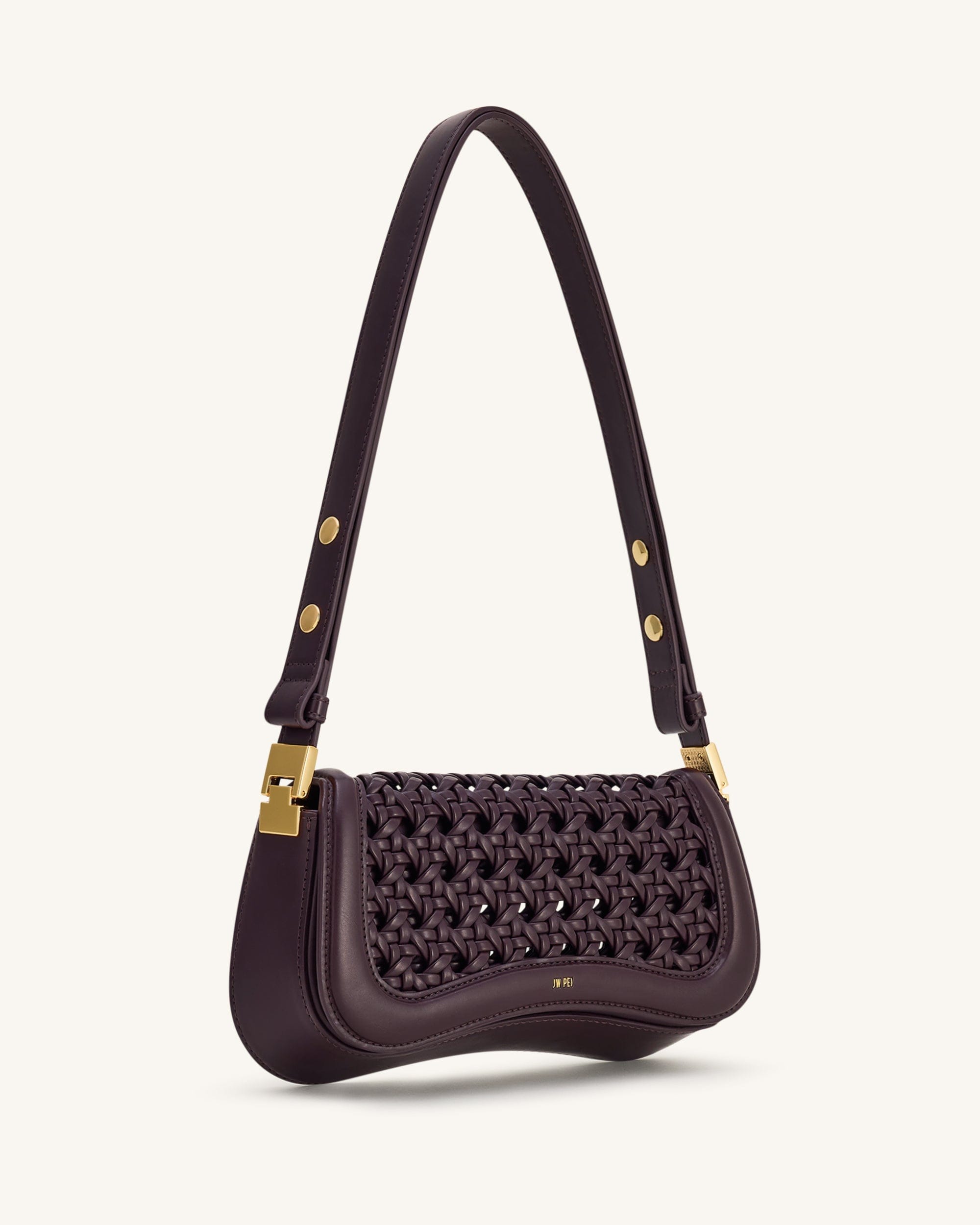 JW PEI Joy Woven Shoulder Bag Dark Red