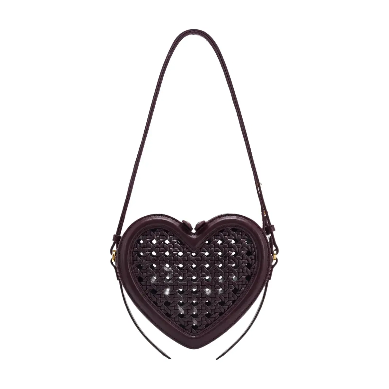 JW PEI Arlene Openwork Woven Heart Shape Crossbody Bag Vintage Red