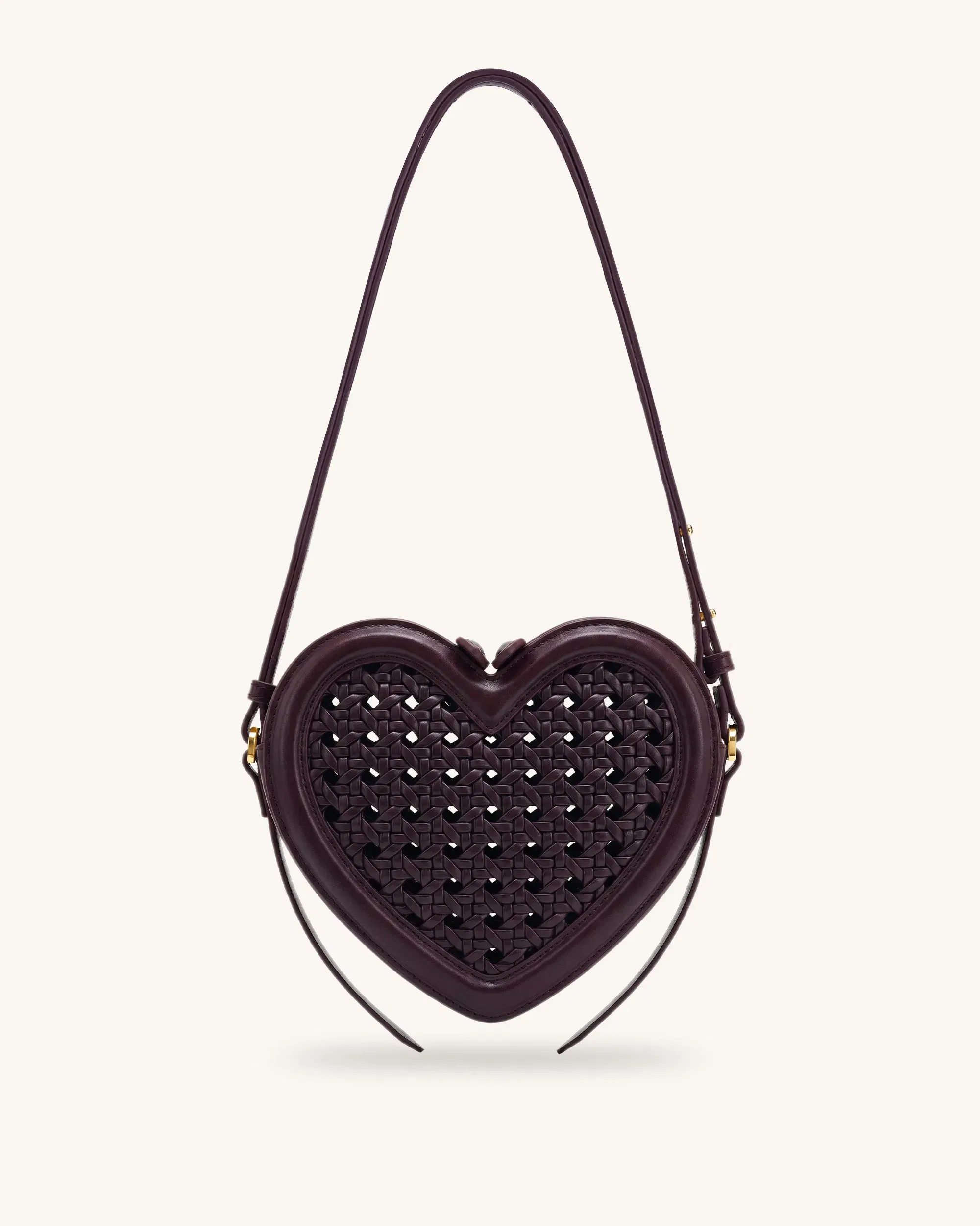 JW PEI Arlene Openwork Woven Heart Shape Crossbody Bag Vintage Red
