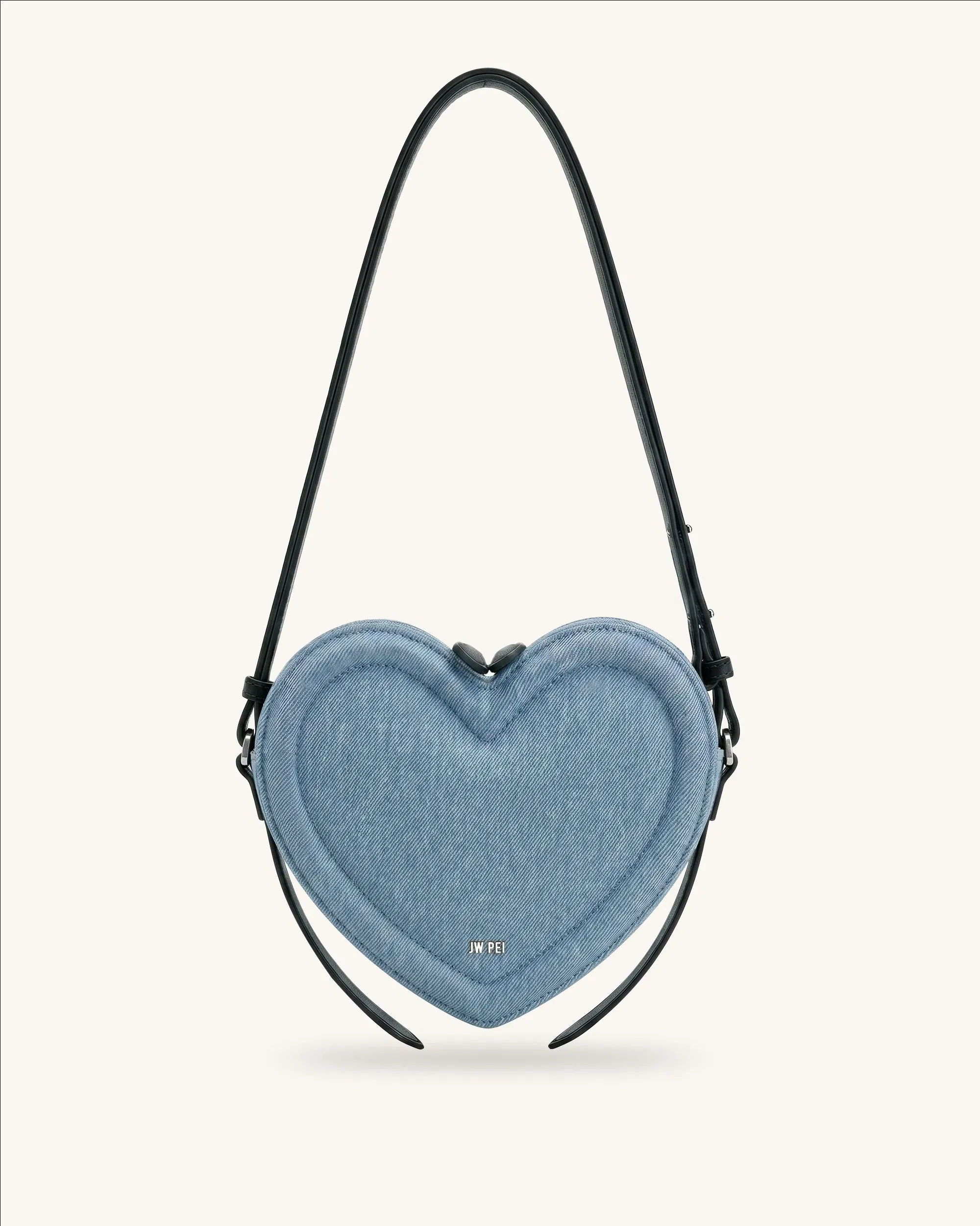 JW PEI Arlene Heart Shaped Crossbody Bag Light Blue Denim