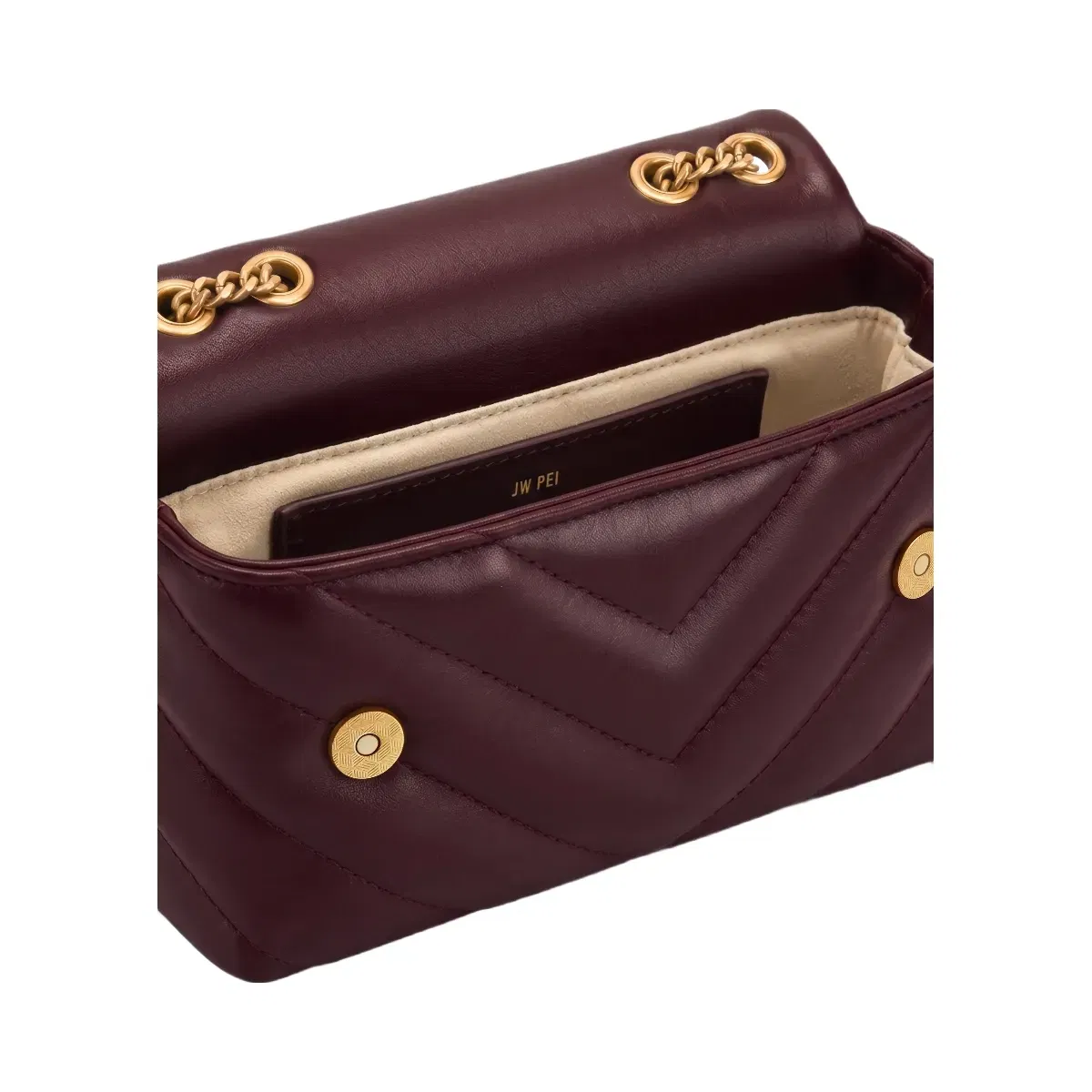 JW PEI Riley Dachshund Quilted Flap Shoulder Bag Deep Burgundy