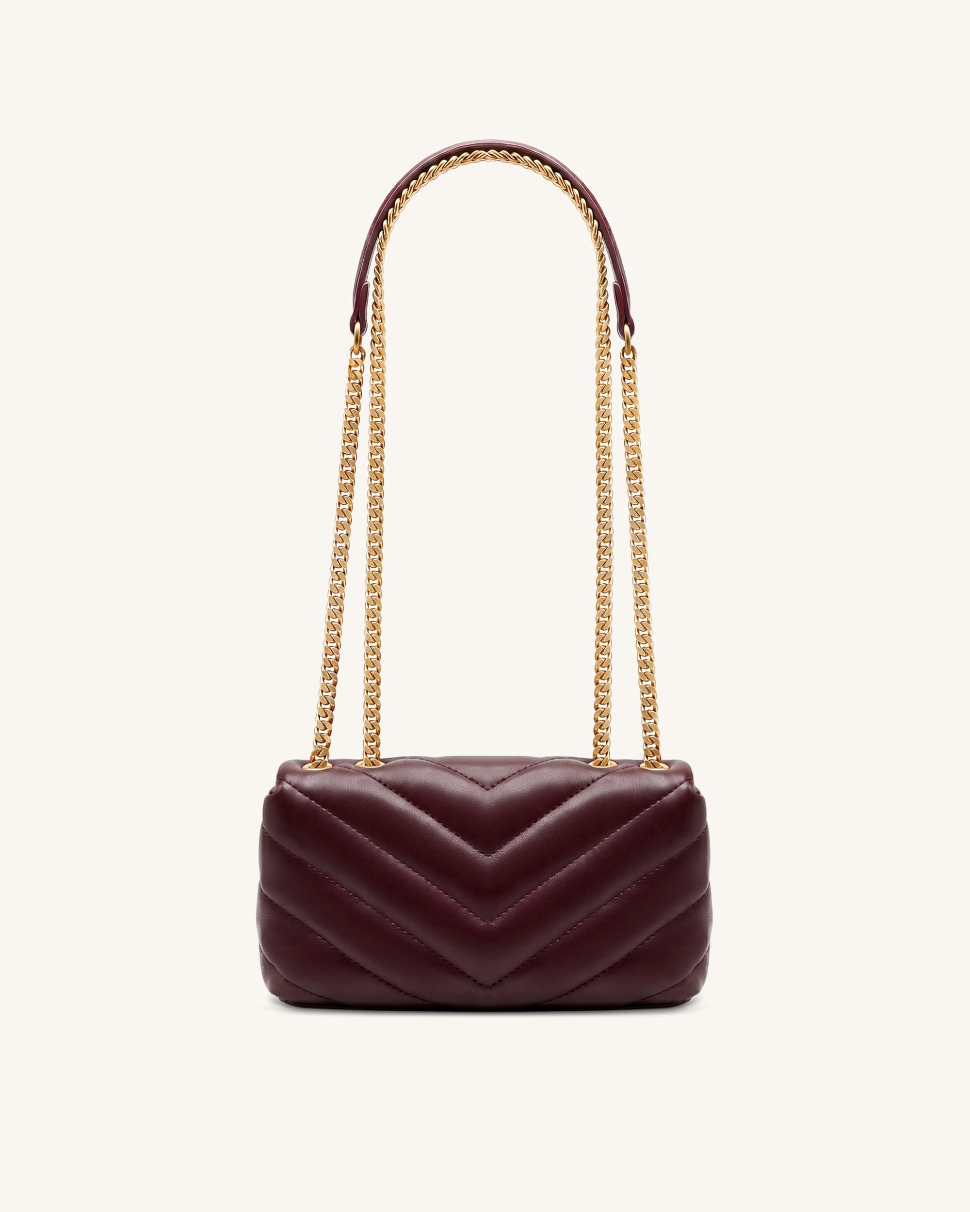 JW PEI Riley Dachshund Quilted Flap Shoulder Bag Deep Burgundy