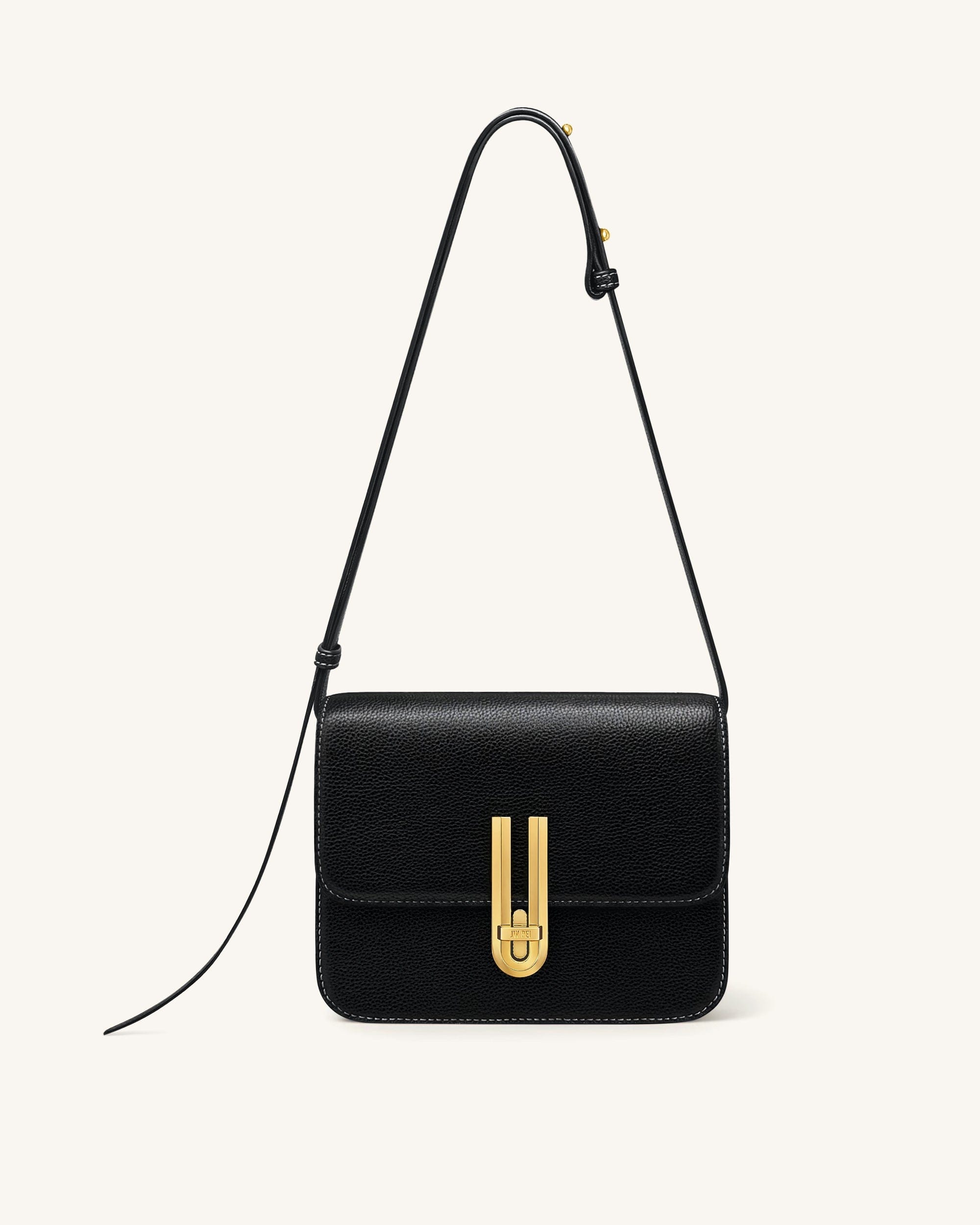 JW PEI Evania Lock Pebbled Shoulder Bag Black