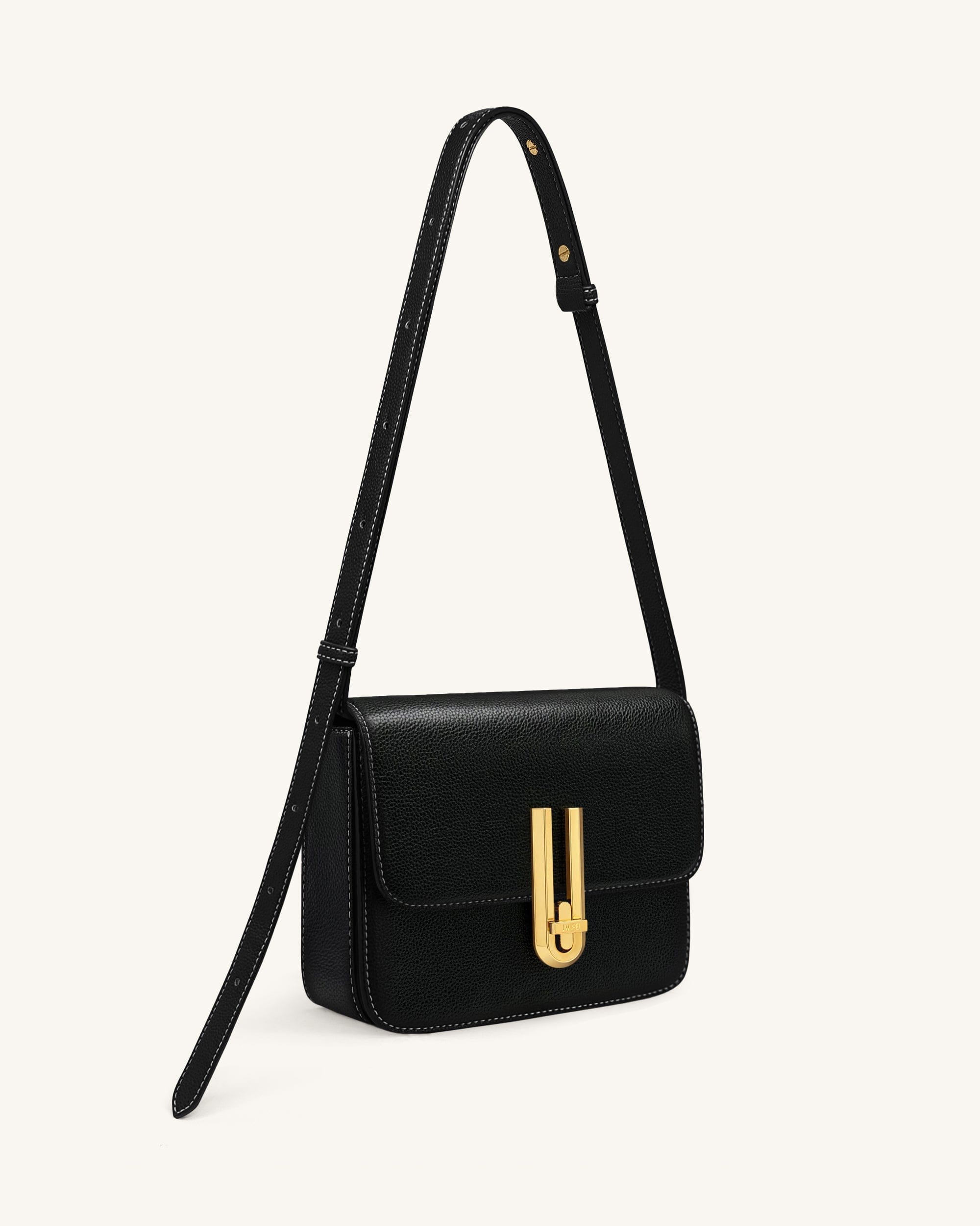 JW PEI Evania Lock Pebbled Shoulder Bag Black