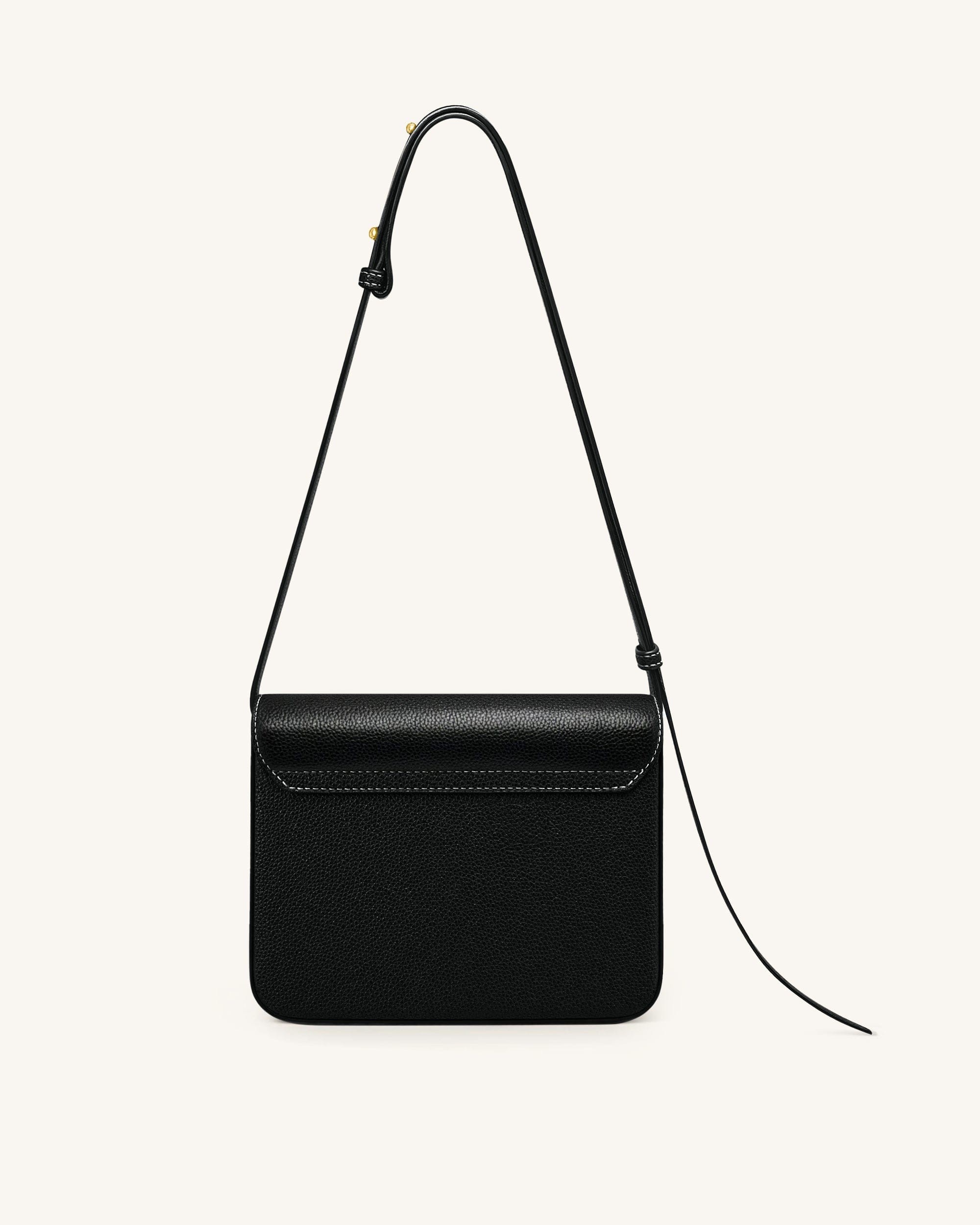 JW PEI Evania Lock Pebbled Shoulder Bag Black