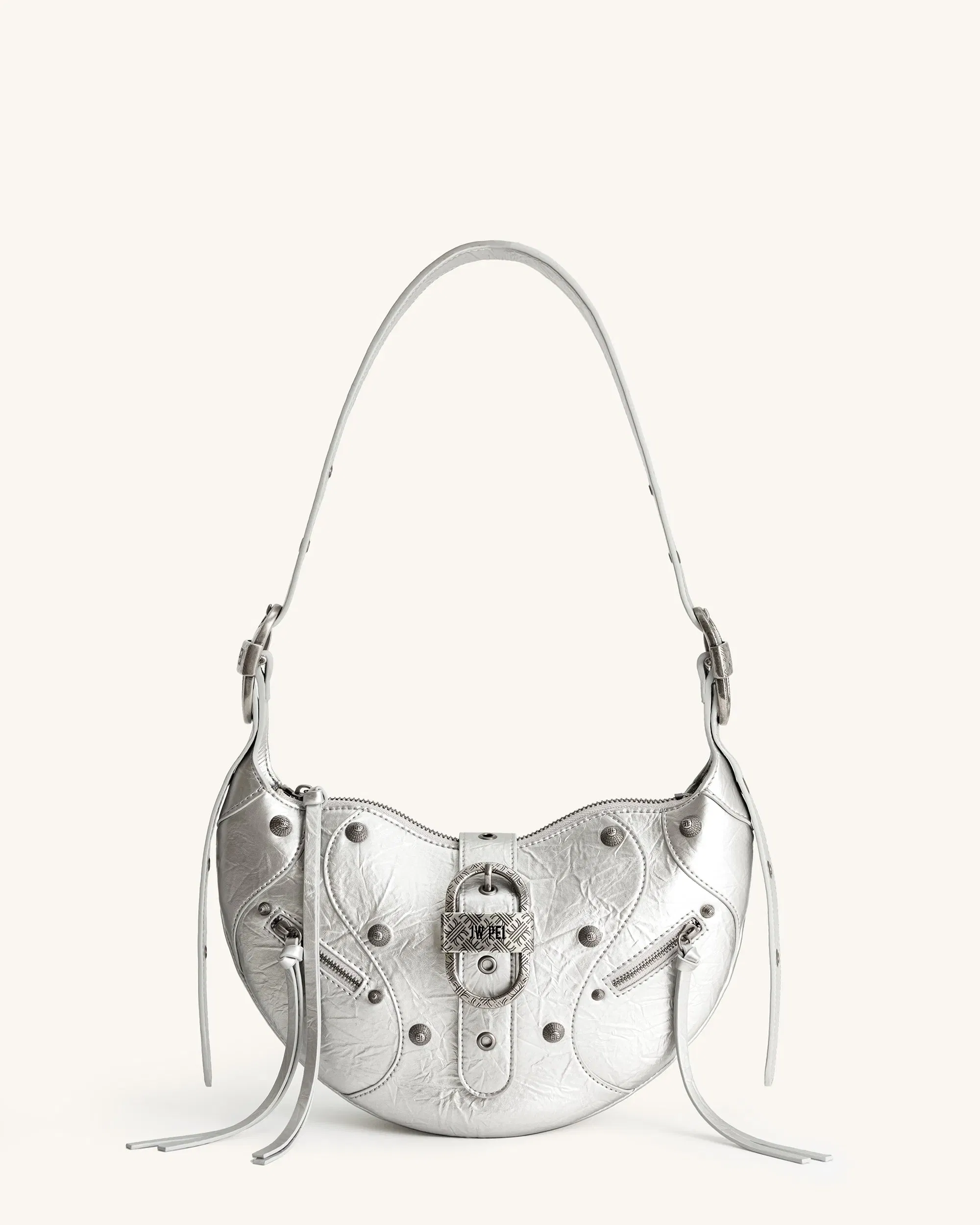 JW PEI Tessa Metallic Pleating Shoulder Bag Silver