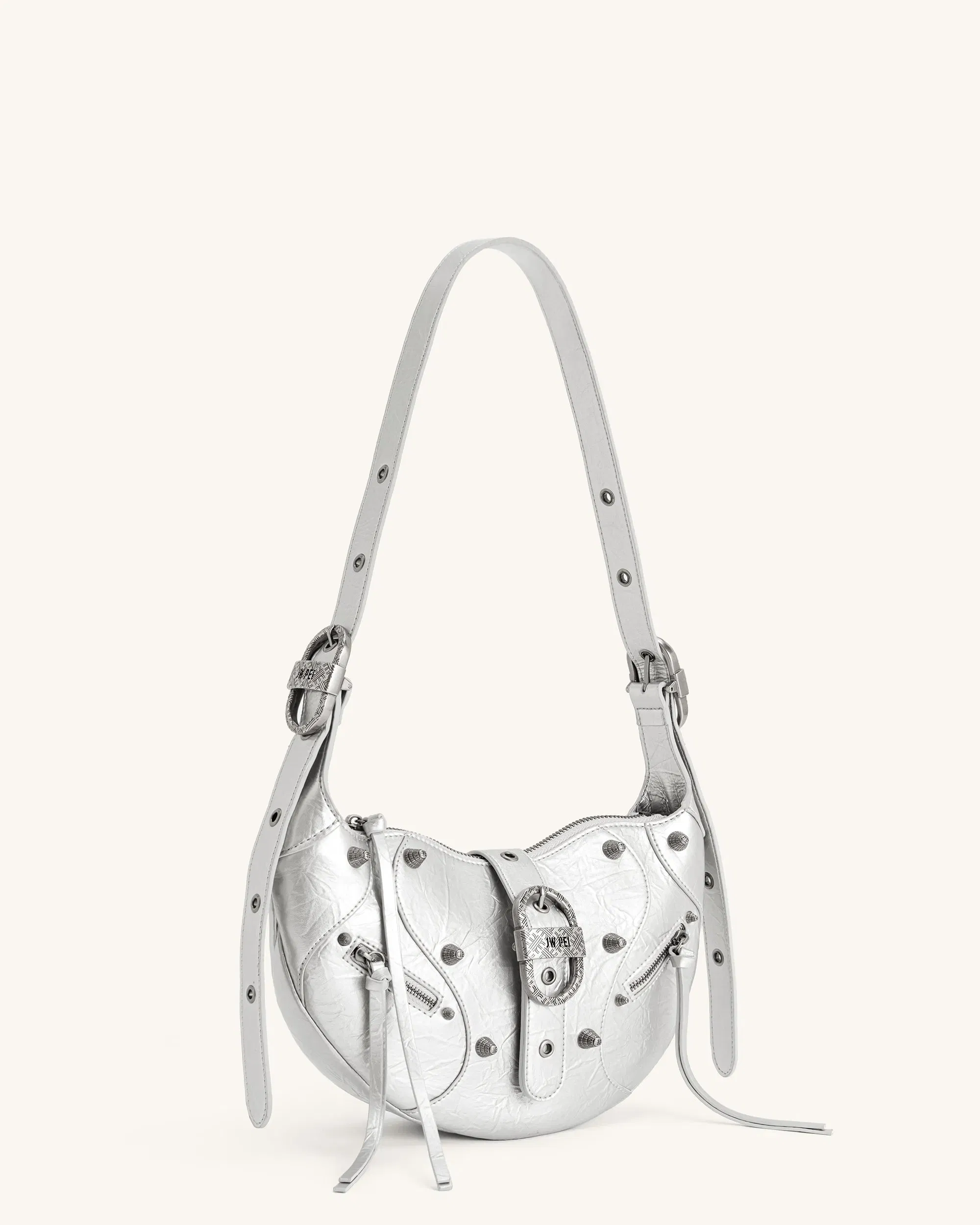 JW PEI Tessa Metallic Pleating Shoulder Bag Silver