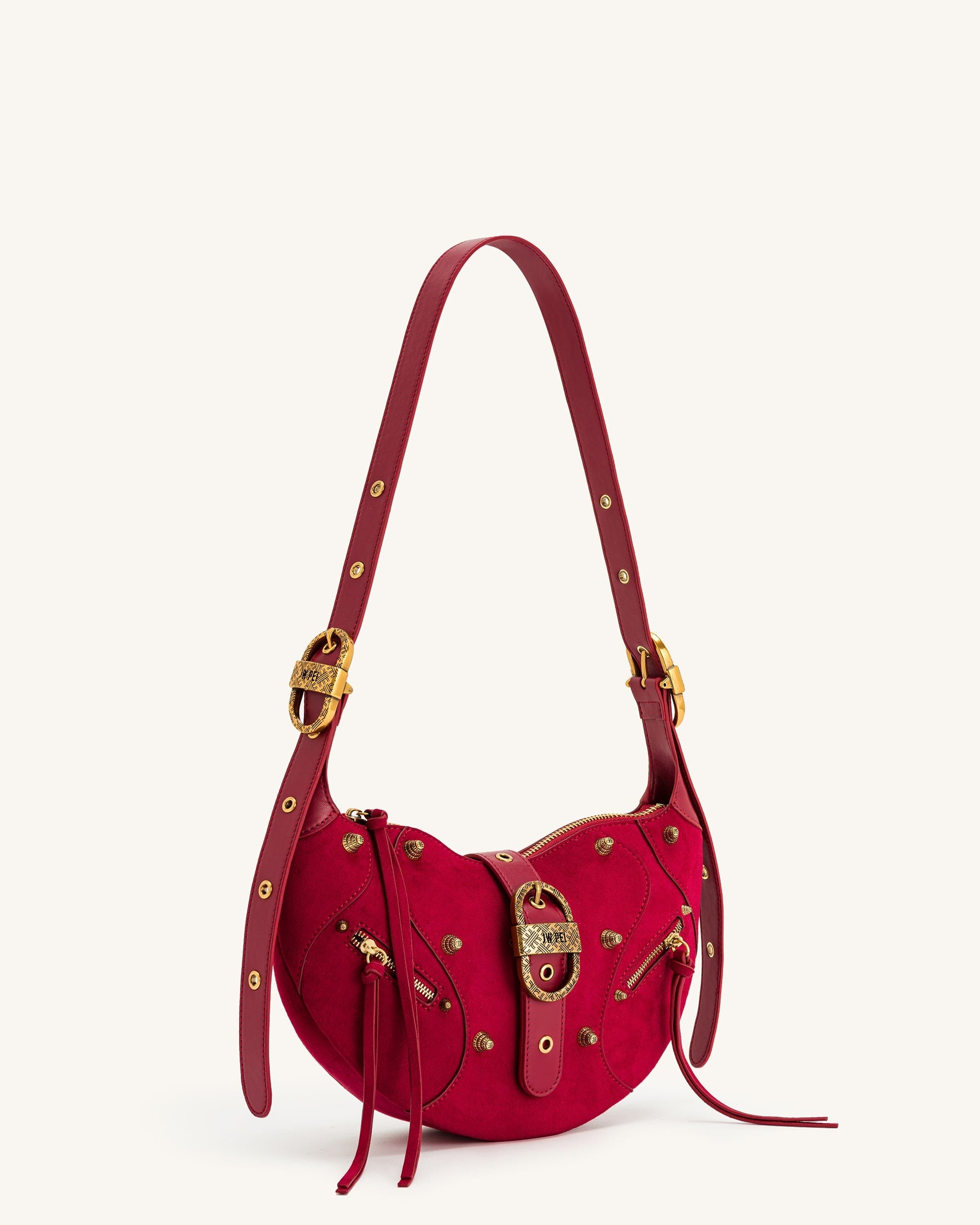 JW PEI Tessa Suede Shoulder Bag Deep Magenta